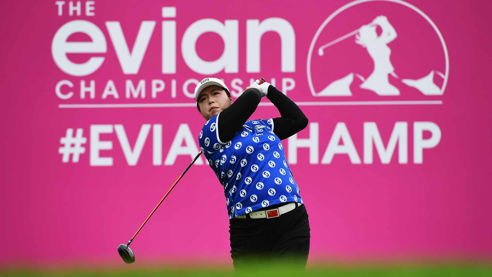 Shanshan Feng of China plays a shot during the second round of The Evian Championship