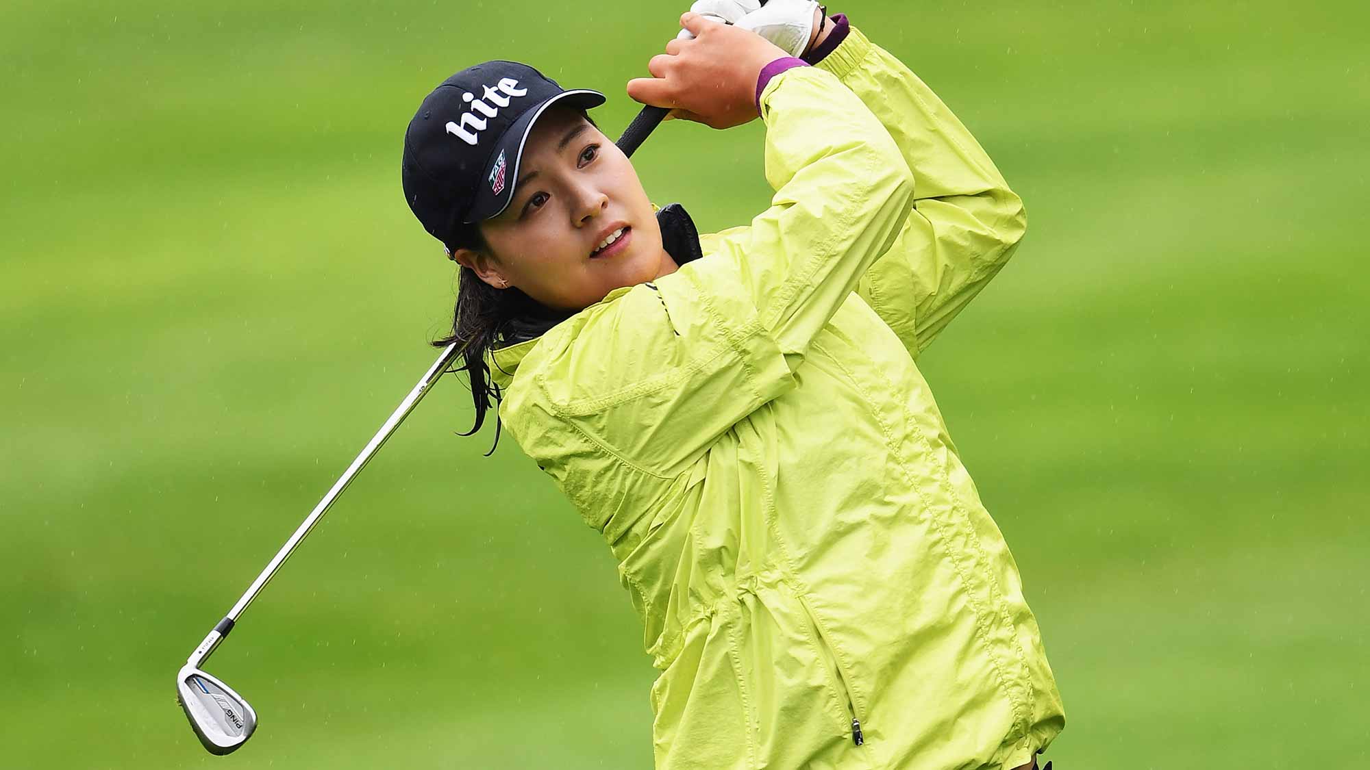 In Gee Chun of Korea plays a shot during the final round of The Evian Championship