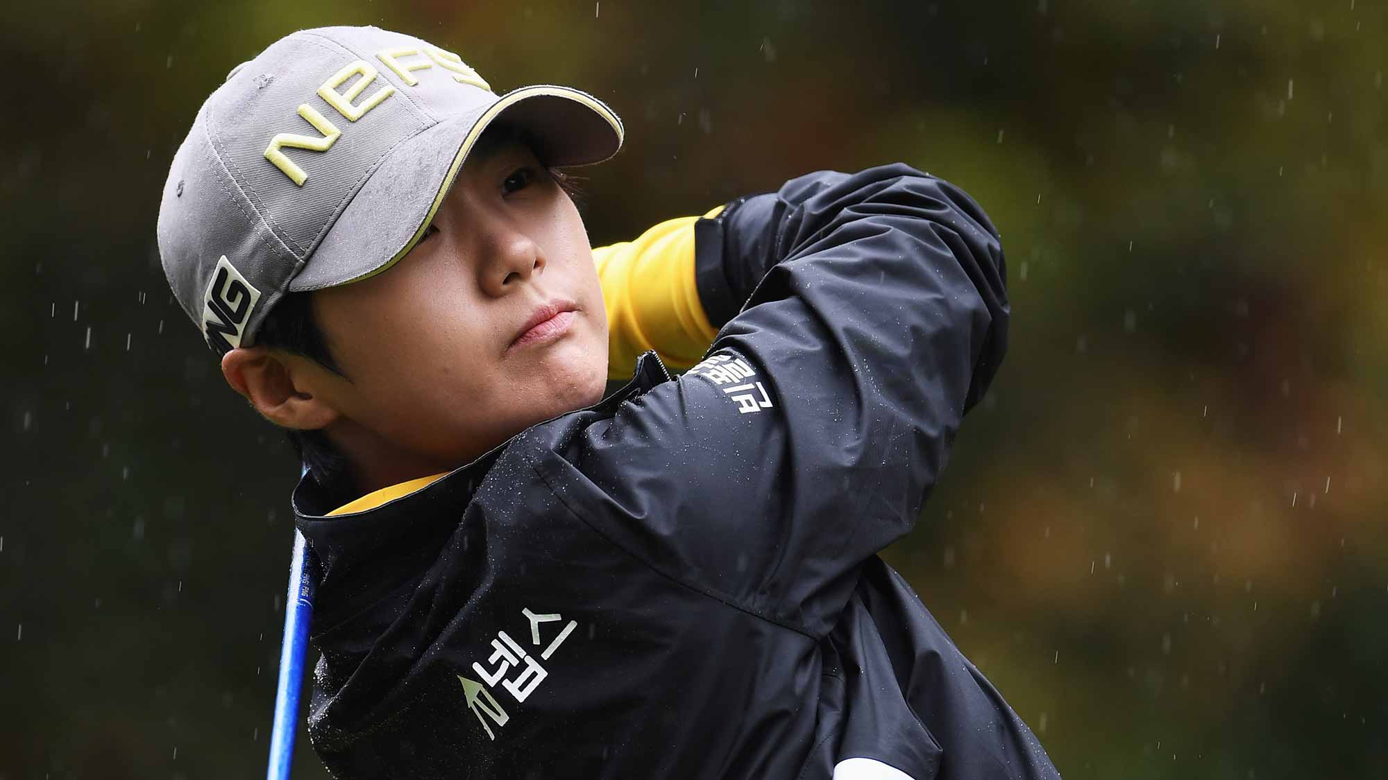 Sung Hyun Park of Korea plays a shot during the final round of The Evian Championship