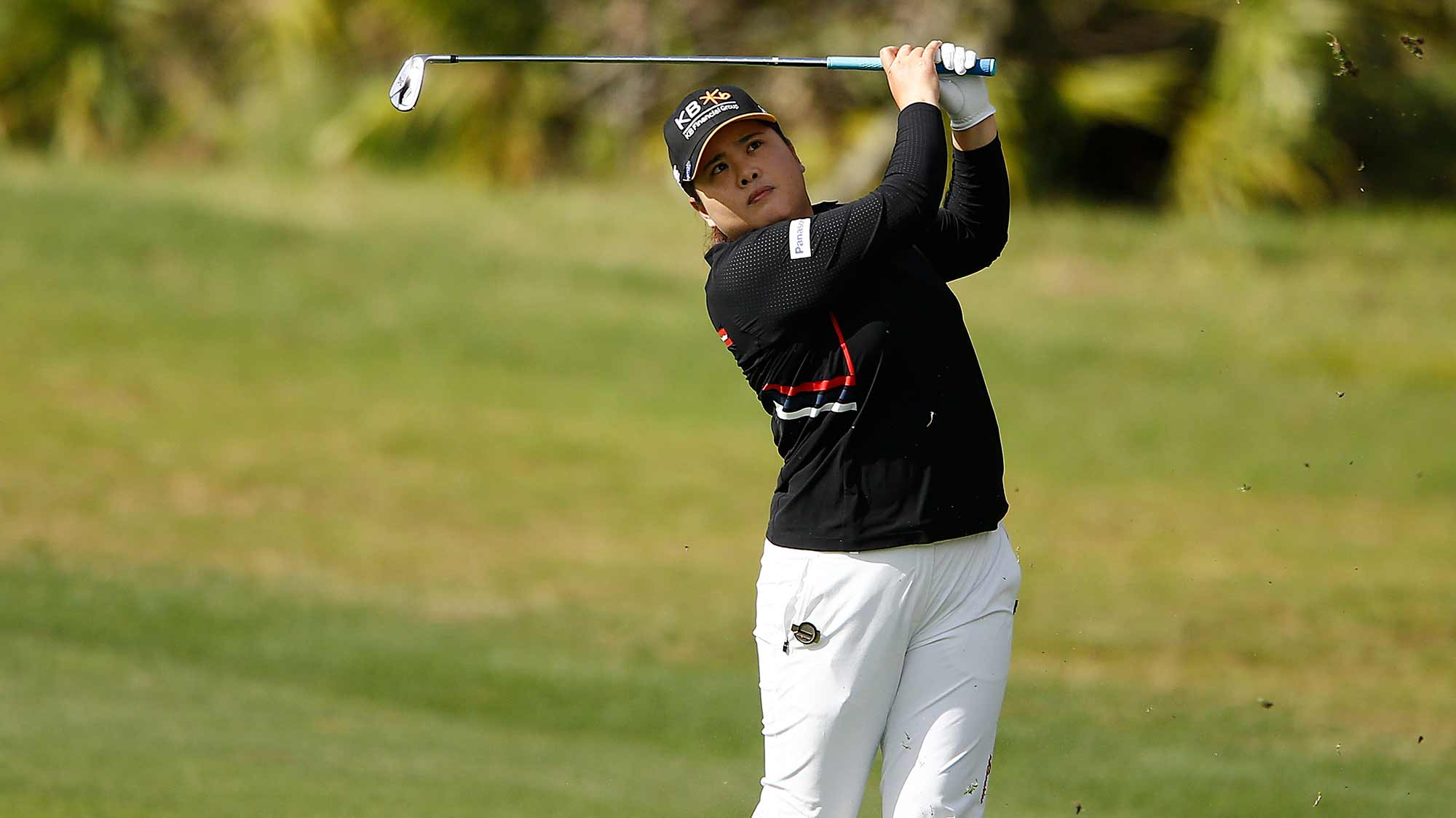  Inbee Park of South Korea plays a shot on the fourth hole during the third round of the Diamond Resorts Tournament of Champions at Tranquilo Golf Course at Four Seasons Golf and Sports Club Orlando on January 18, 2020 in Lake Buena Vista, Florida