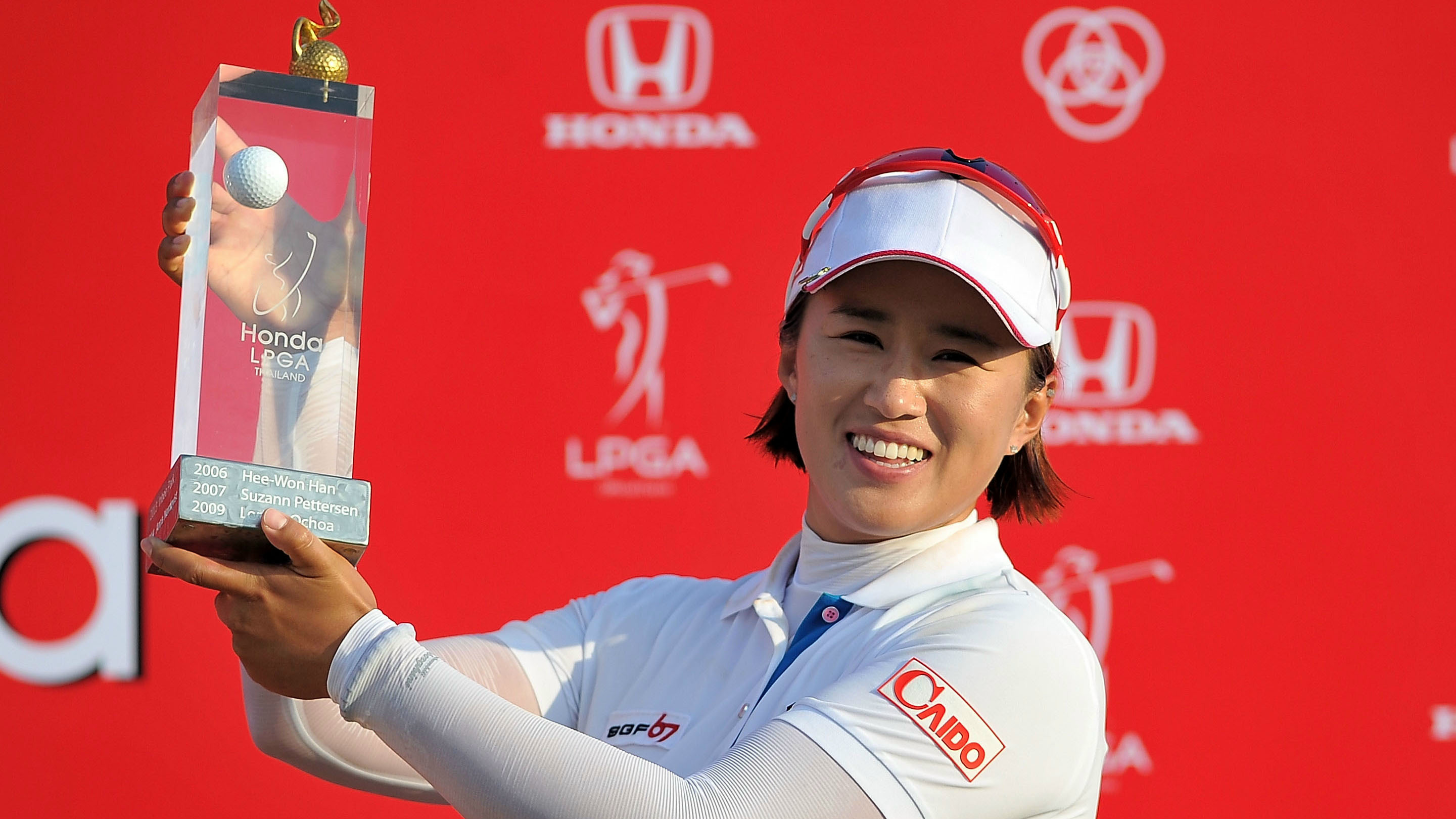 Amy Yang of South Korea celebrates during day four of the 2015 LPGA Thailand at Siam Country Club