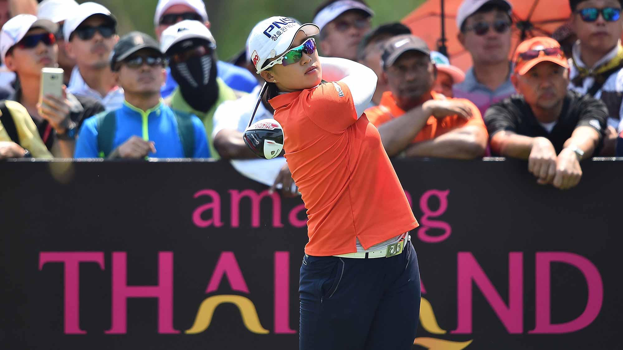 Amy Yang of South Korea plays a shot during day four of the 2016 Honda LPGA Thailand at Siam Country Club