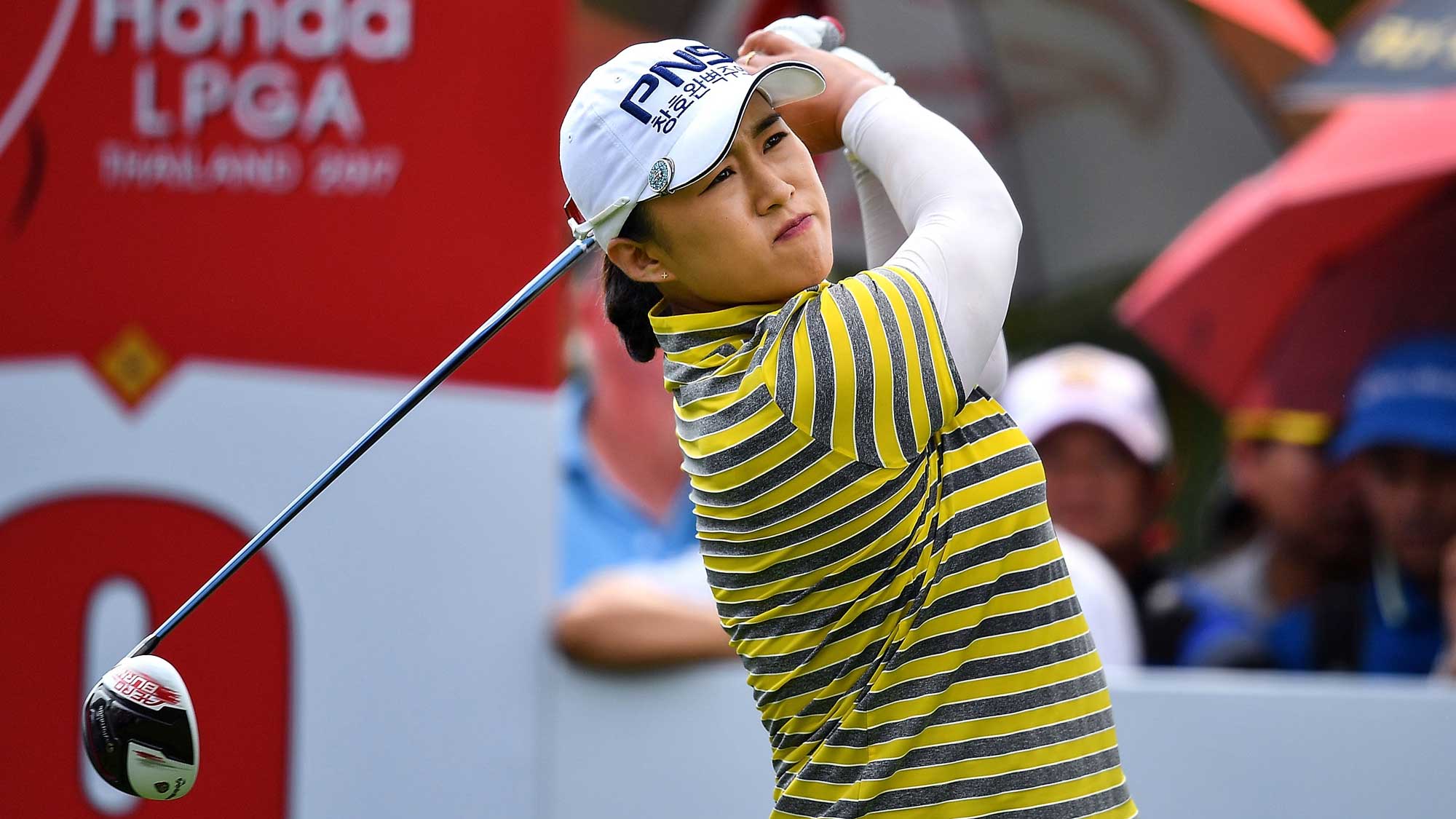 Amy Yang of Republic of Korea plays the shot during the final round of Honda LPGA Thailand