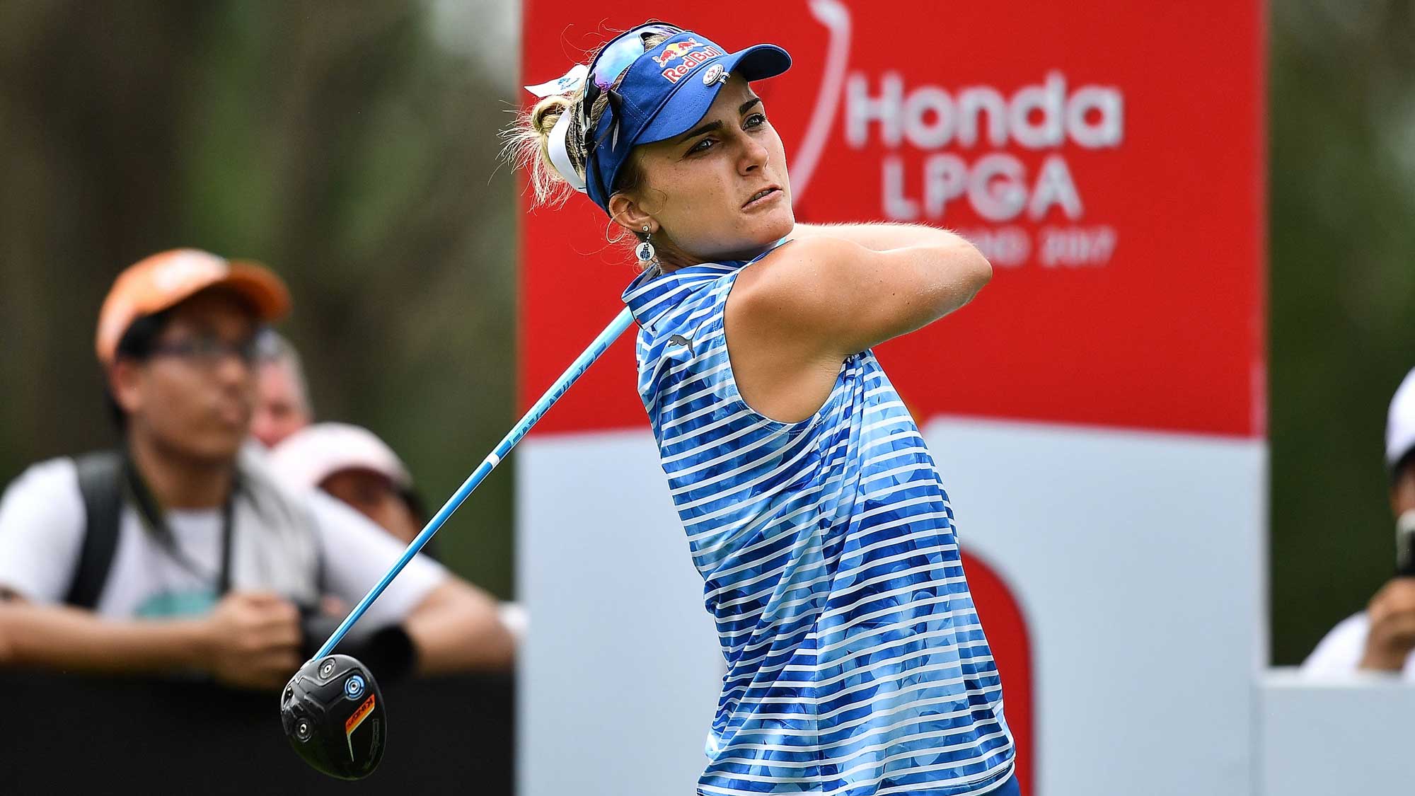 Lexi Thompson of United States tee off at 9th hole during the final round of Honda LPGA Thailand