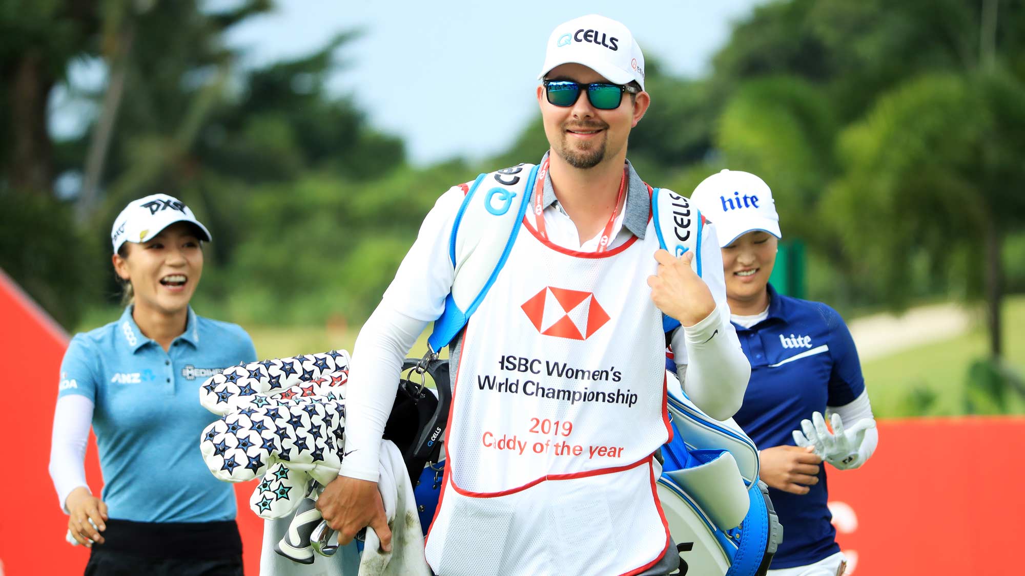 2019 Caddy of the Year Martin Bozek, caddie for Eun-Hee Ji of South Korea, walks from first tee during the third round of the HSBC Women's World Championship at Sentosa Golf Club on March 02, 2019 in Singapore.