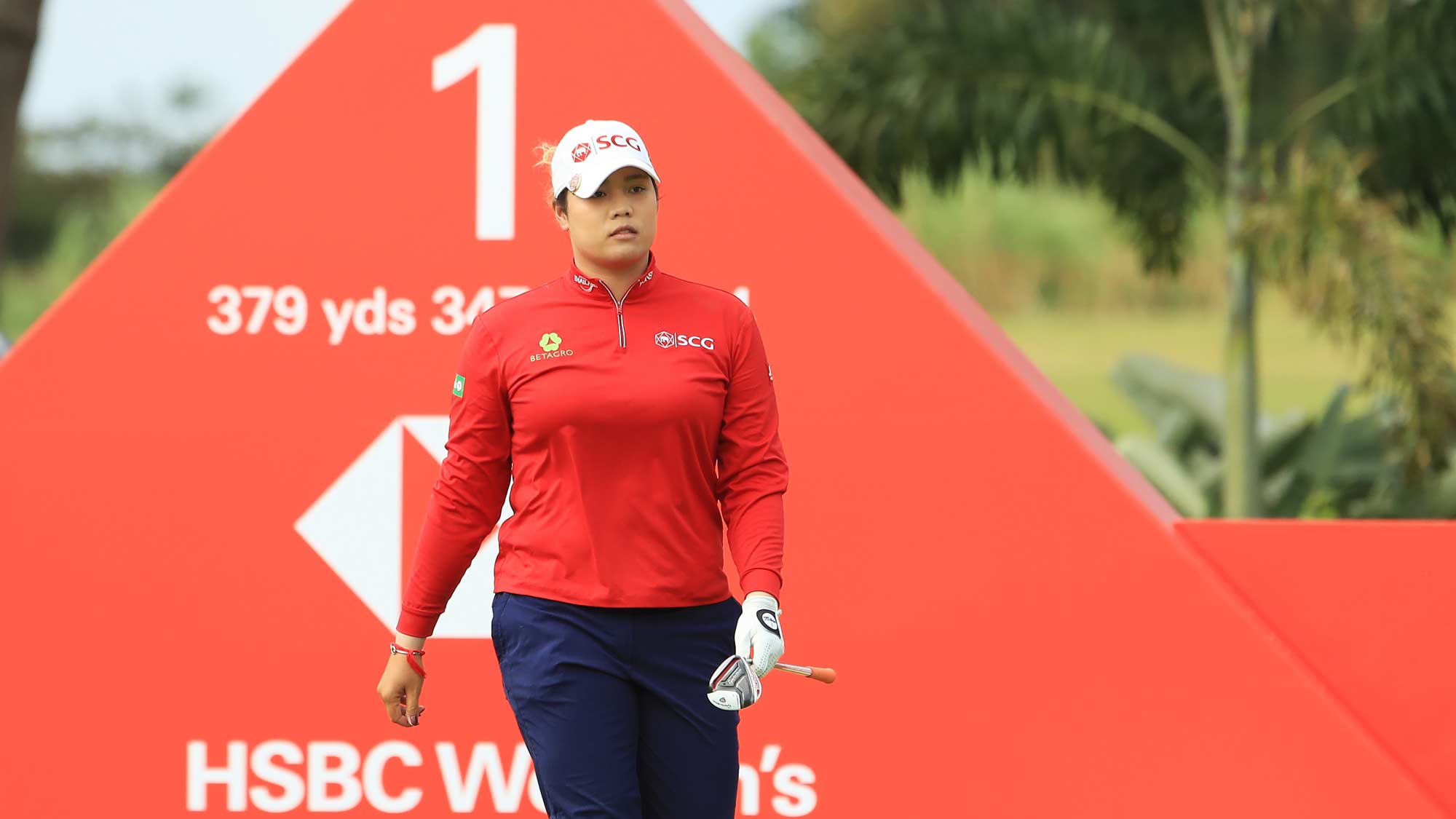 Ariya Jutanugarn of Thailand walks from the first tee during the third round of the HSBC Women's World Championship at Sentosa Golf Club on March 02, 2019 in Singapore.
