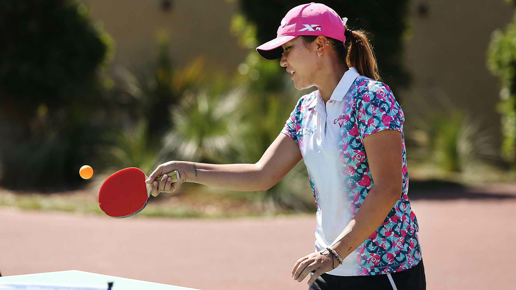 Lydia Ko plays ping-pong after her round at the ISPS Handa Women's Australian Open - Day 2