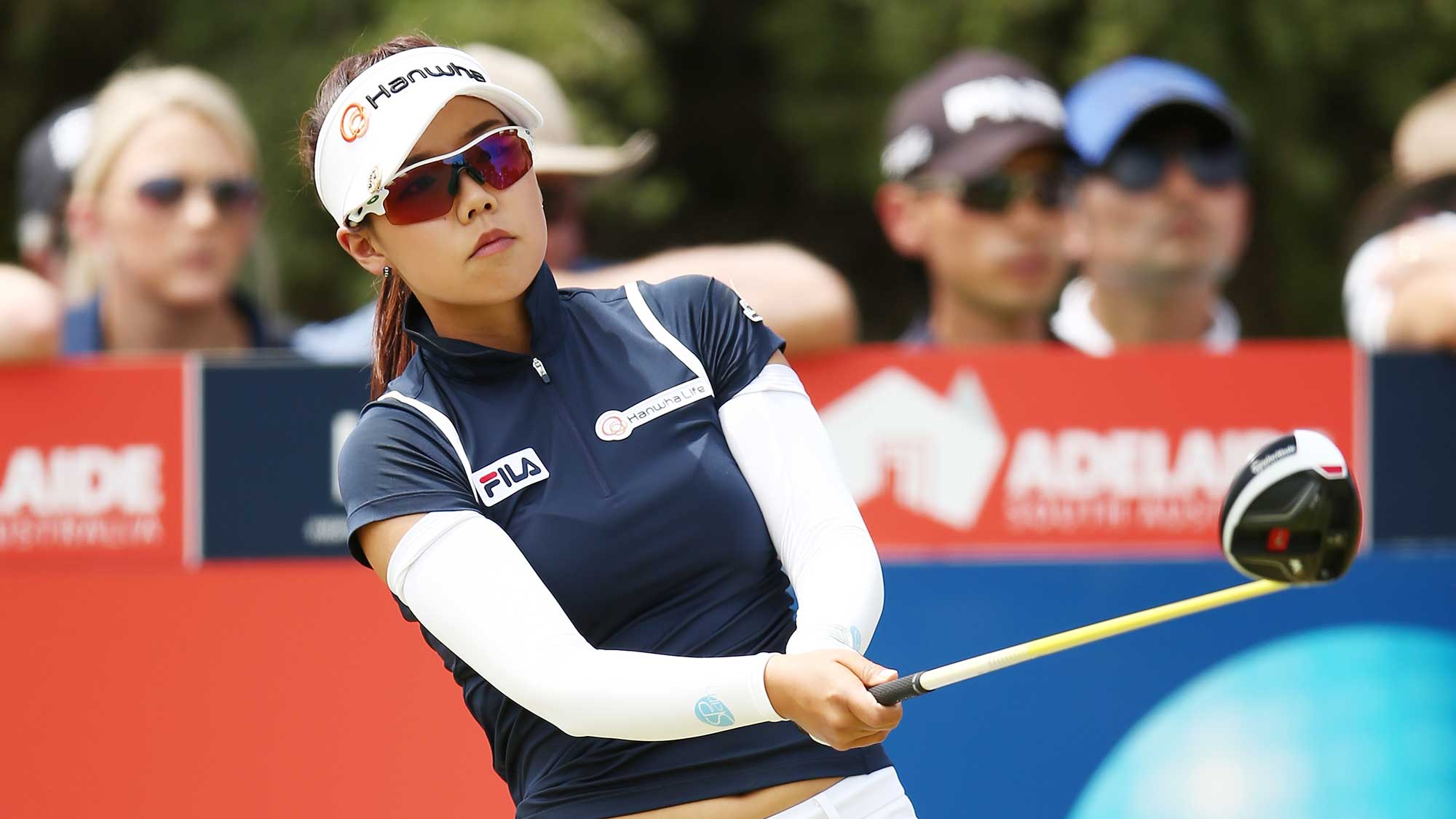 Jenny Shin competes during day four of the ISPS Handa Women's Australian Open