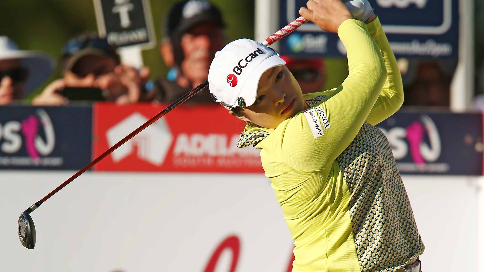 Ha Na Jang of South Korea competes during day one of the ISPS Handa Women's Australian Open