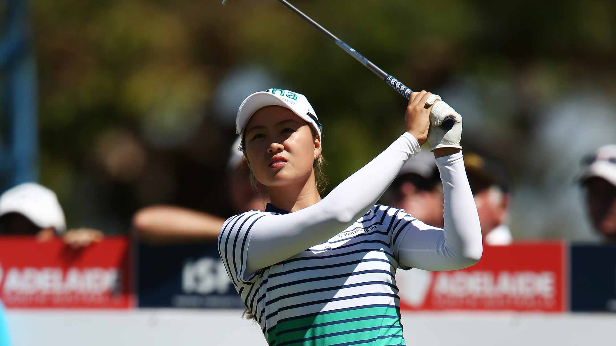 Minjee Lee of Australia competes during day one of the ISPS Handa Women's Australian Open
