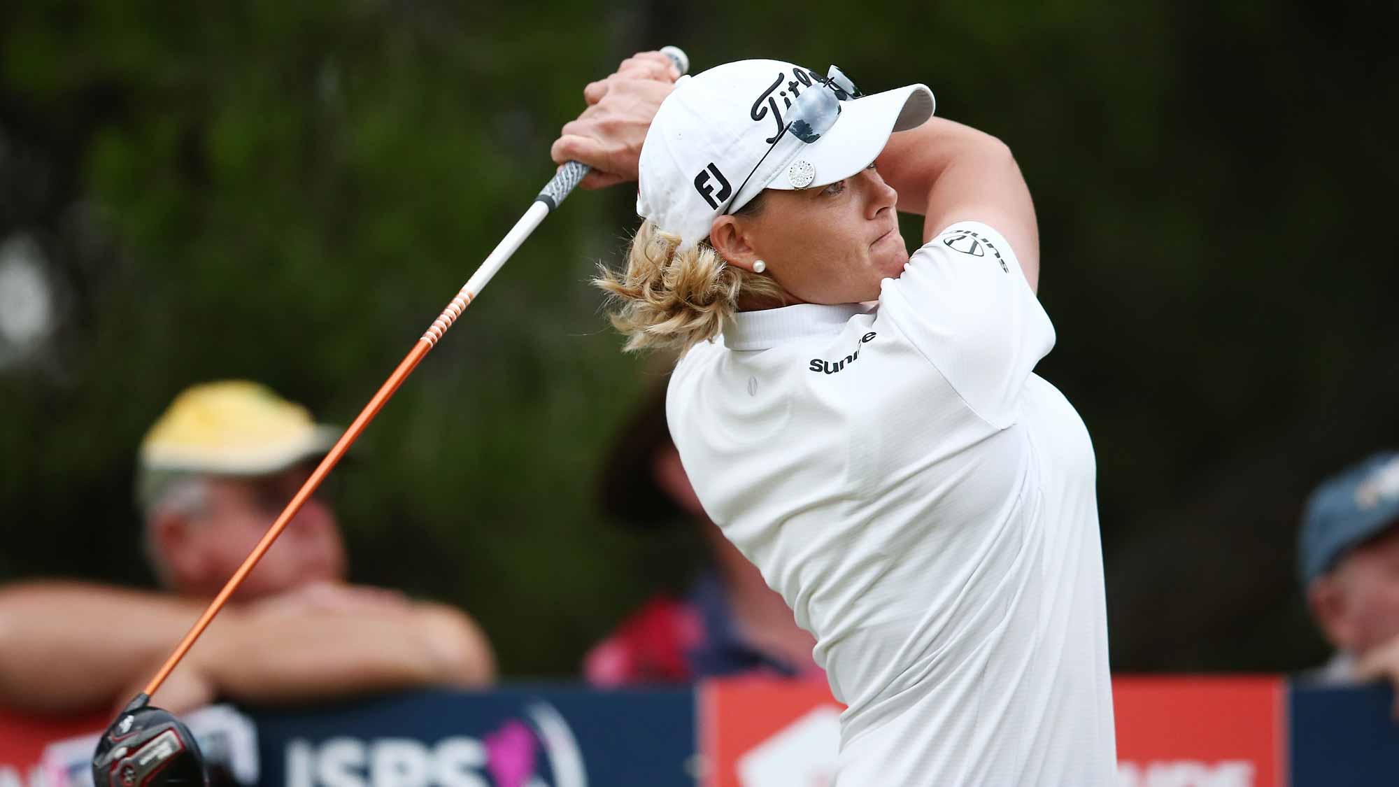 Katherine Kirk of Australia competes during day two of the ISPS Handa Women's Australian Open