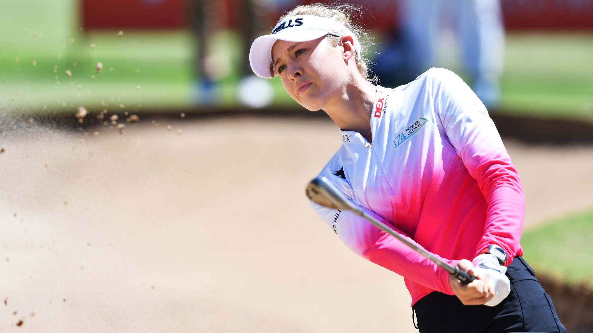Nelly Korda of the USA hits out of a bunker on the 9th during day two of the 2019 ISPS Handa Women's Australian Open