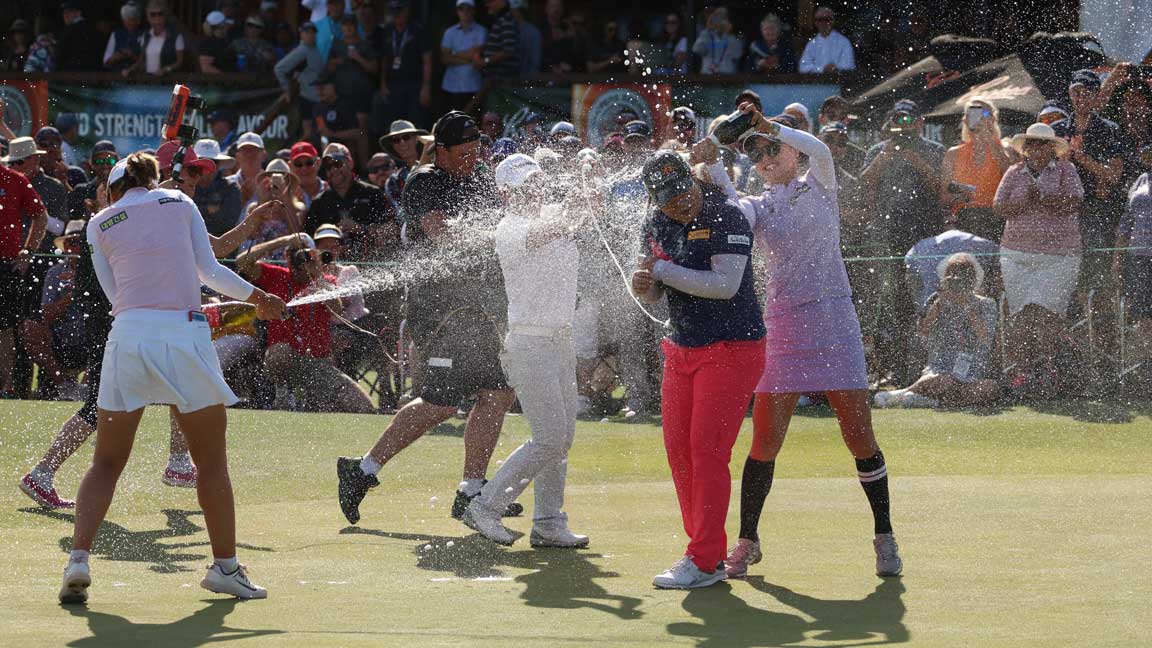 Inbee Park celebrates win during round four of the 2020 ISPS Handa Women's Australian Open