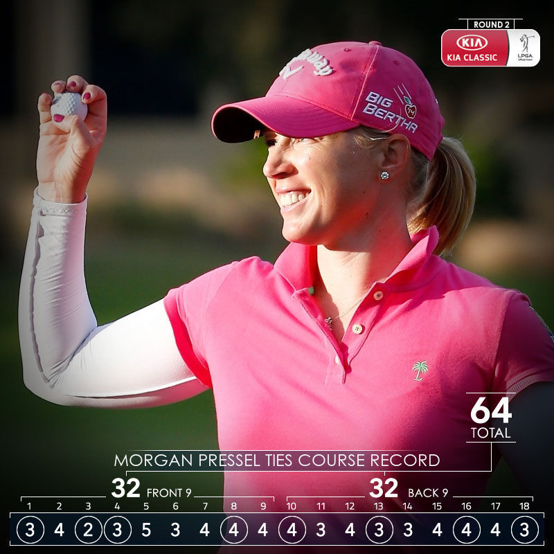 Morgan Pressel Ties a Course Record and with a 64 during the 2nd Round of the 2015 Kia Classic