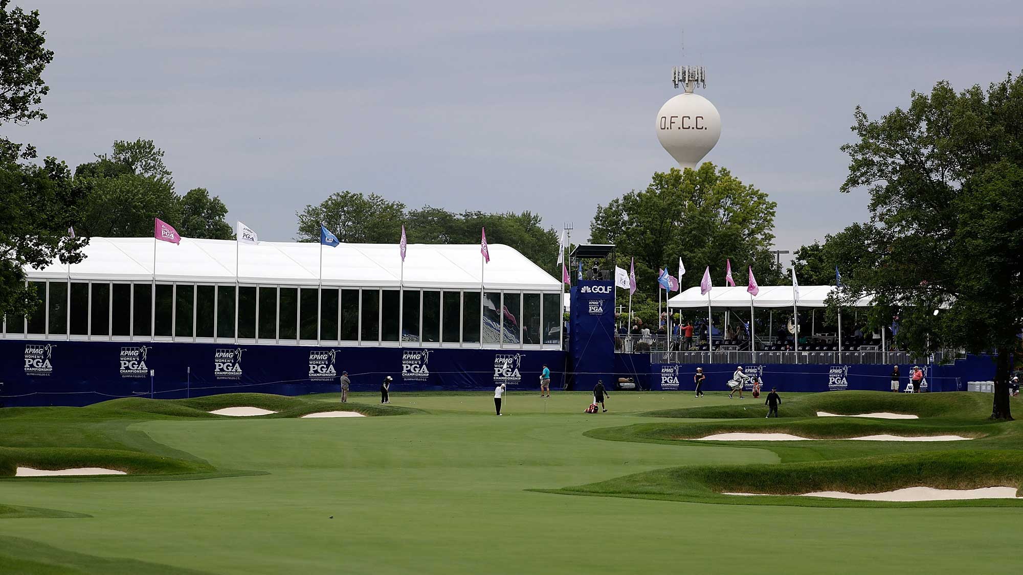 A general view of the 18th green during a practice round prior to the 2017 KPMG PGA Championship