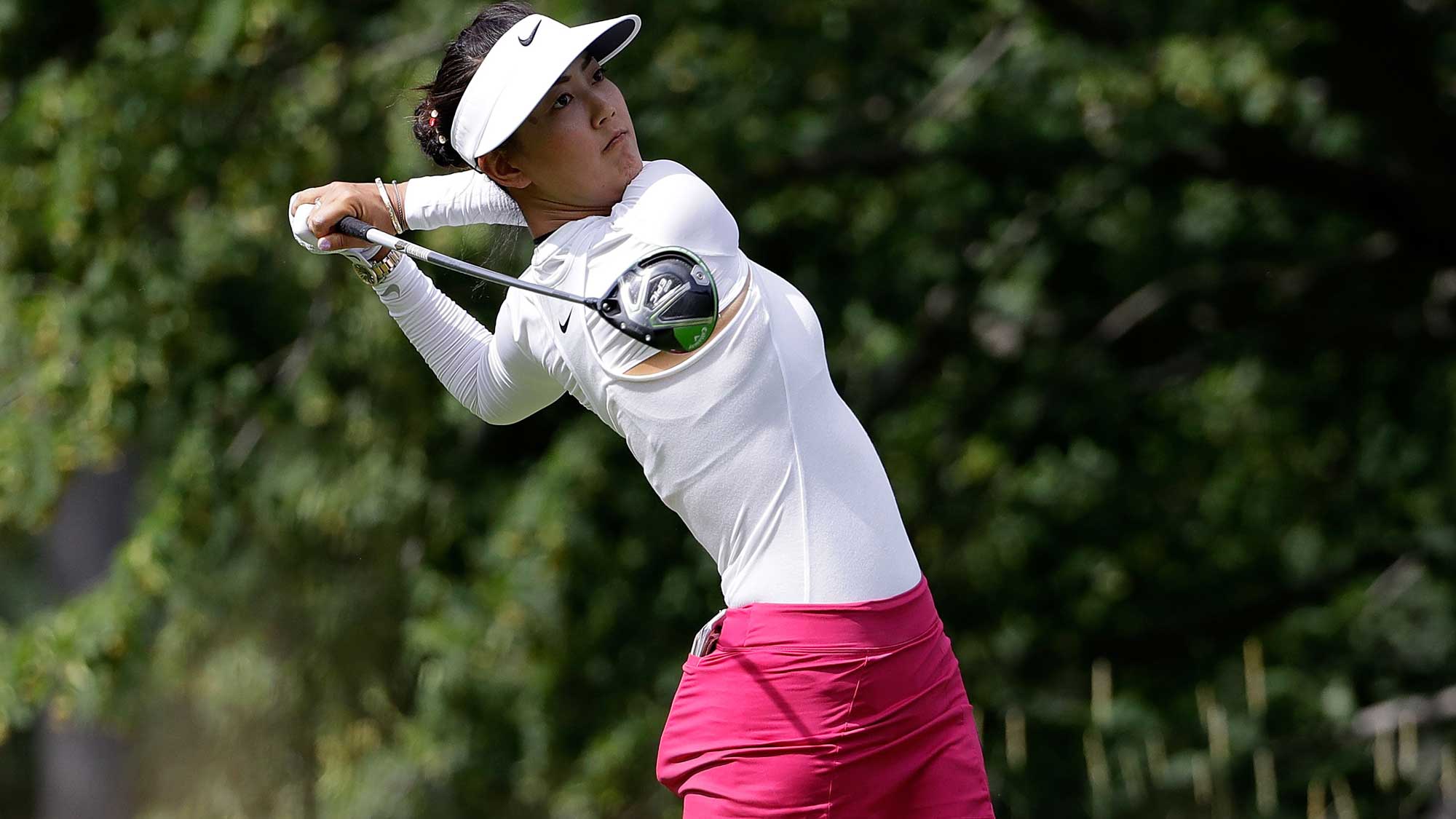 Michelle Wie hits her tee shot on the fifth hole during the first round of the 2017 KPMG PGA Championship