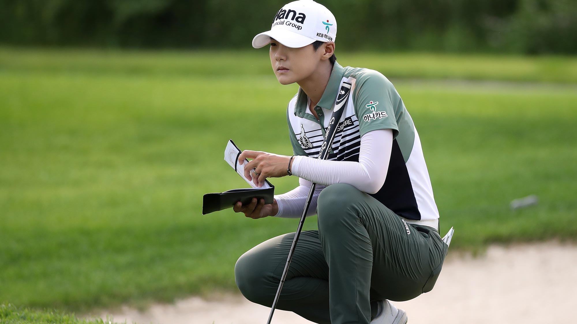 Sung Hyun Park of Korea reads a putt on the 14th green during the first round of the 2018 KPMG Women's PGA Championship