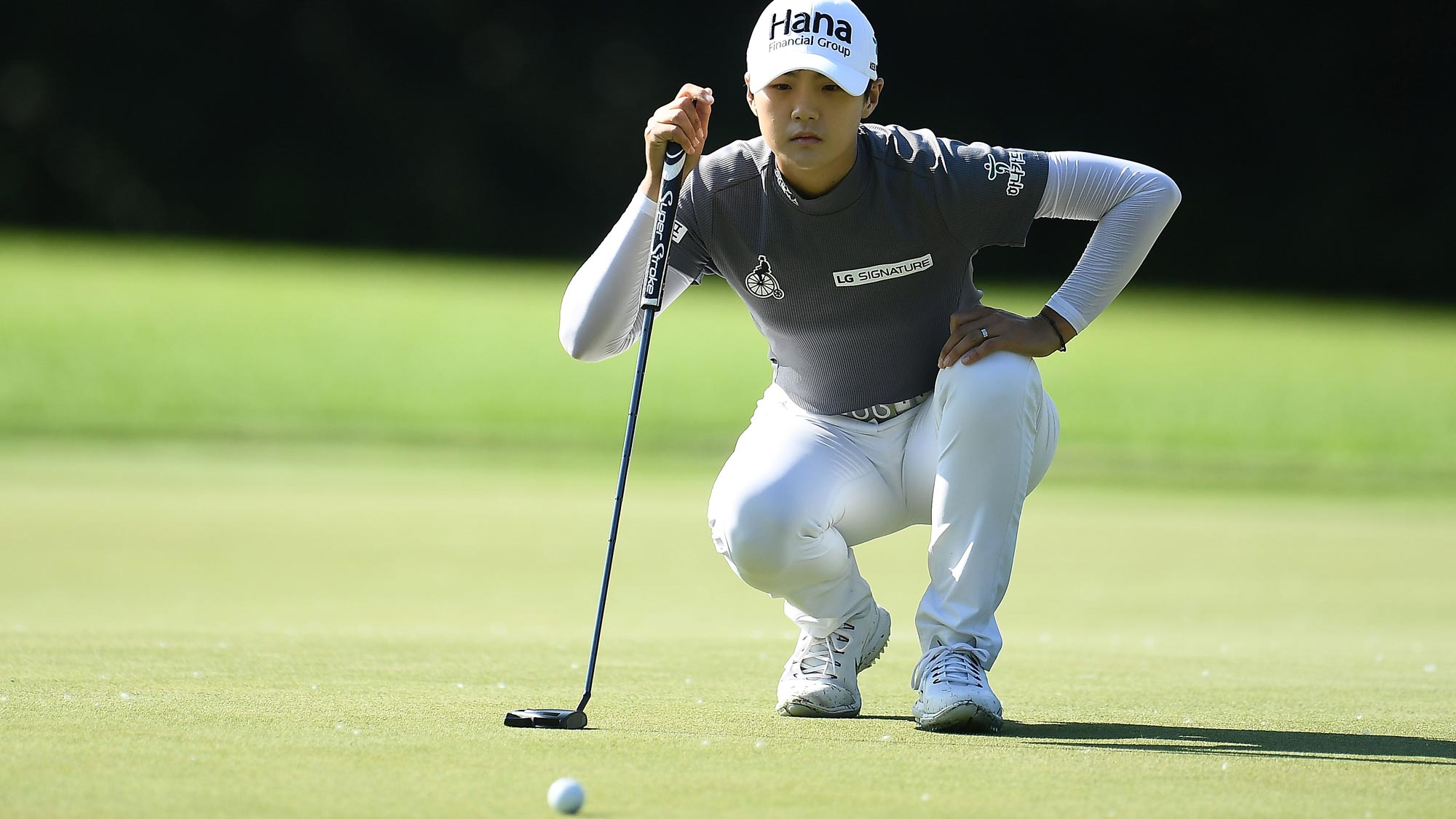 Sung Hyun Park of Korea lines up a putt on the 10th green during the second round of the KPMG Women's PGA Championship