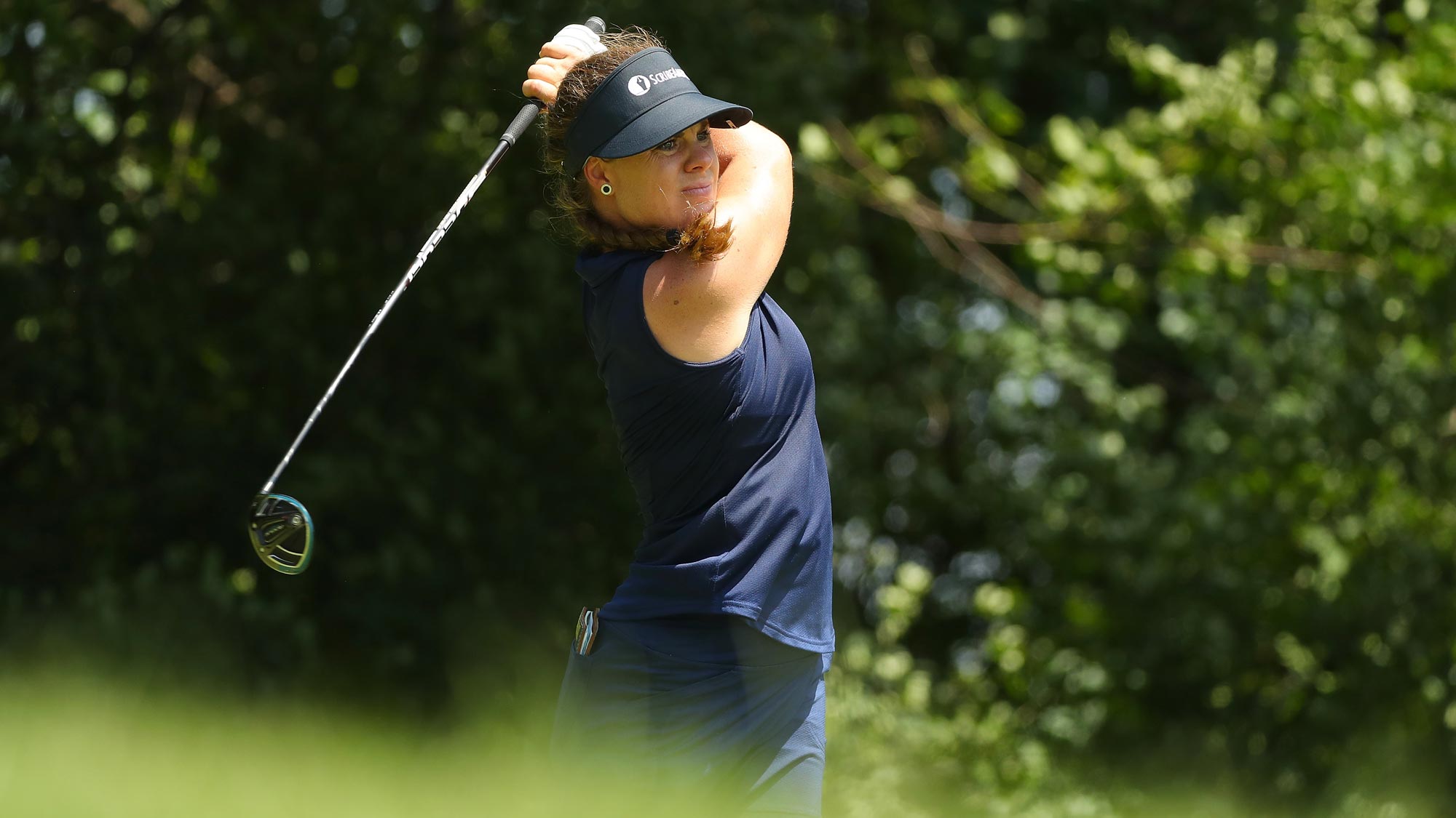 Dani Holmqvist of Sweden watches her drive on the forth hole during the third round of the 2018 KPMG Women's PGA Championship