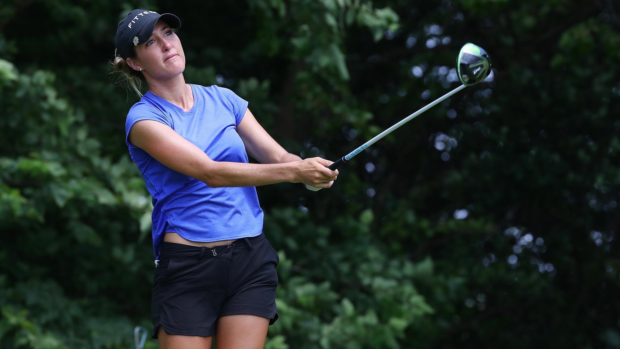 Jaye Marie Green watches her drive on the fourth hole during the third round of the 2018 KPMG Women's PGA Championship