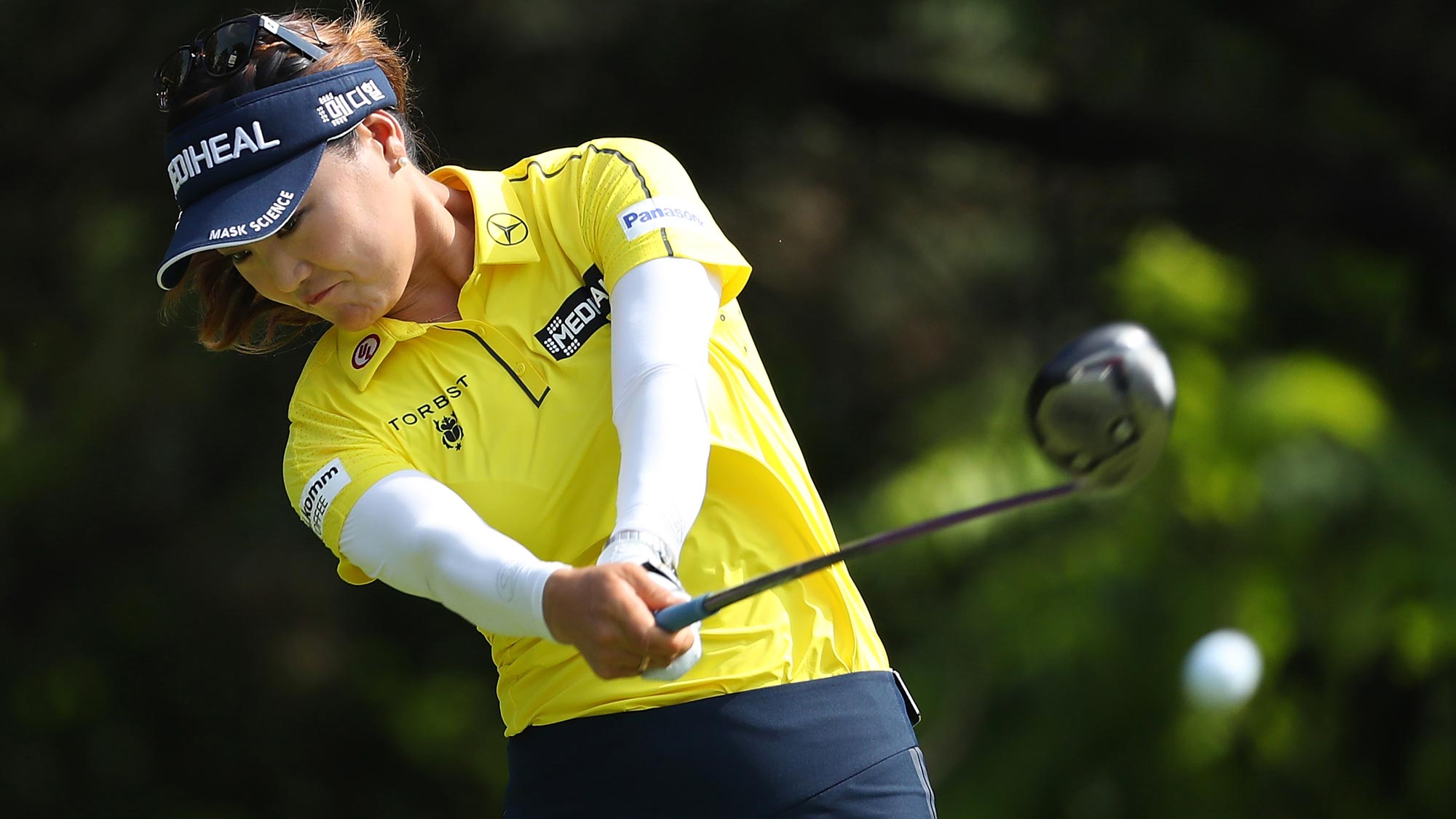 So Yeon Ryu of Korea hits her drive on the second hole during the final round of the 2018 KPMG Women's PGA Championship