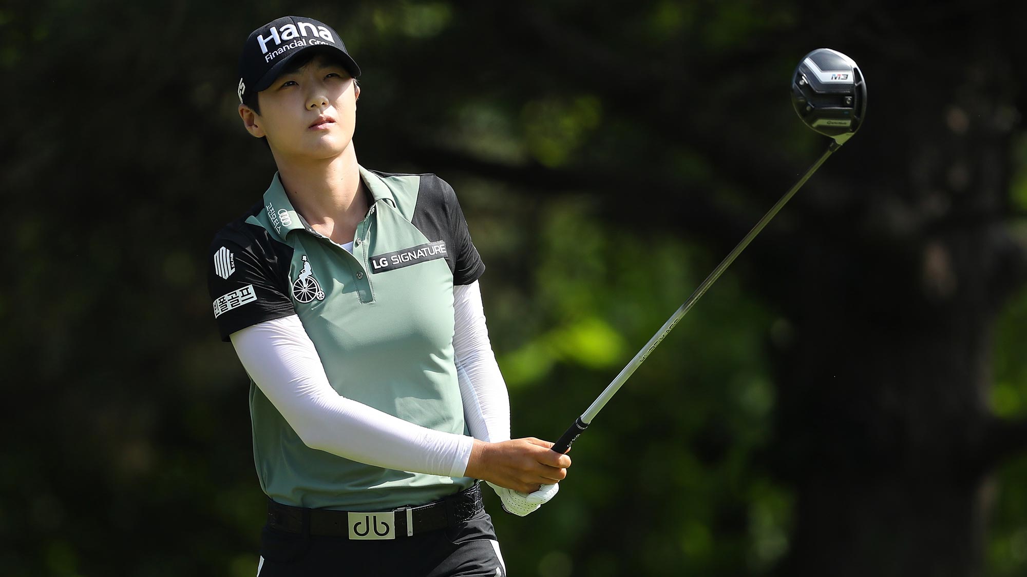Sung Hyun Park of Korea watches her drive on the second hole during the final round of the 2018 KPMG Women's PGA Championship