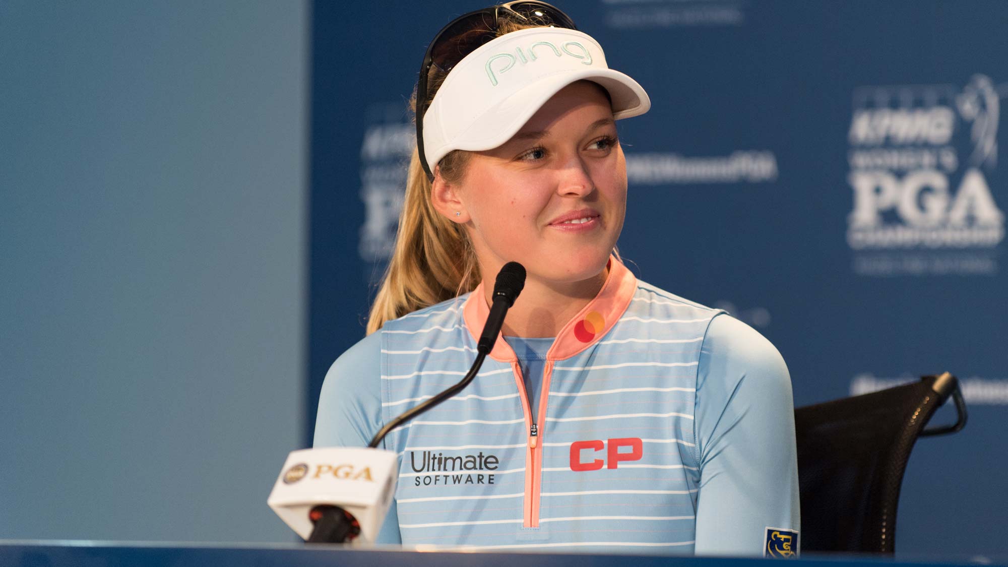 Brooke Henderson talks with the media ahead of the 2019 KPMG Women's PGA Championship