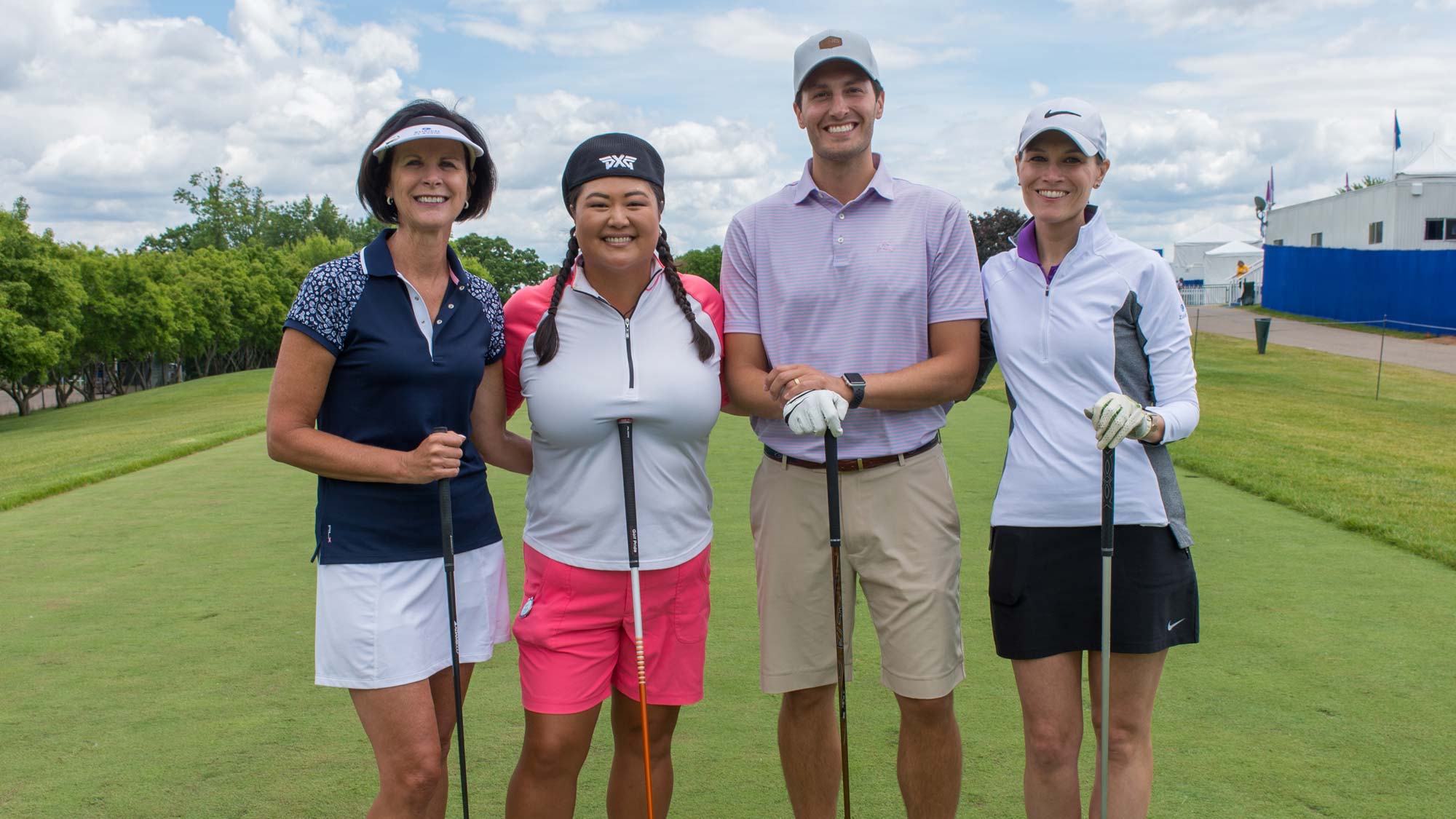 Christina Kim, Debra Broek, Veronica Romano and Blake Hoffarber during the Pro-Am Tournament for the 65th KPMG Women’s PGA Championship held at Hazeltine National Golf Club