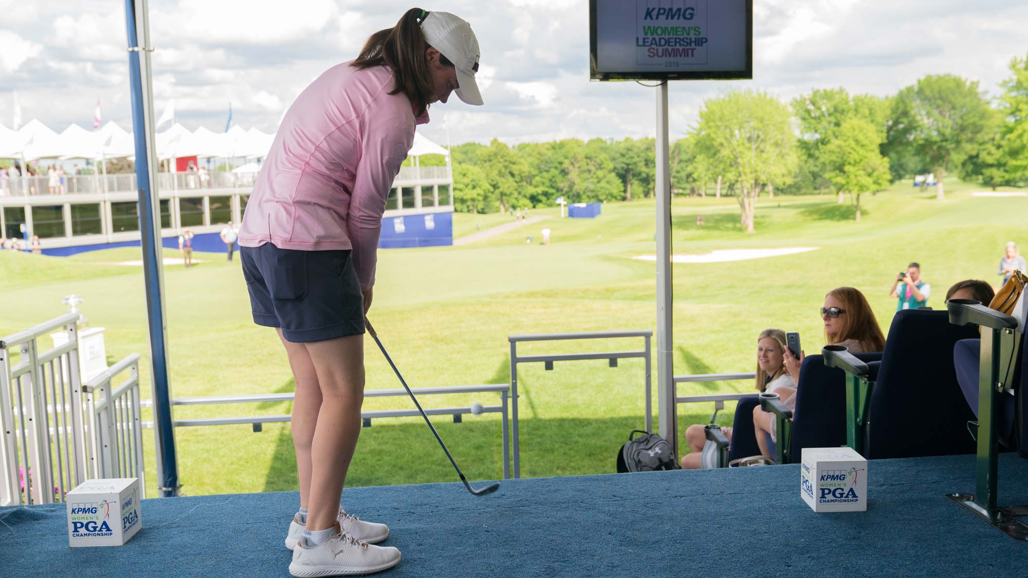 Leona Maguire hits her shot for the Viewing Suite Shot during the KPMG Player Showcase for the 65th KPMG Women’s PGA Championship