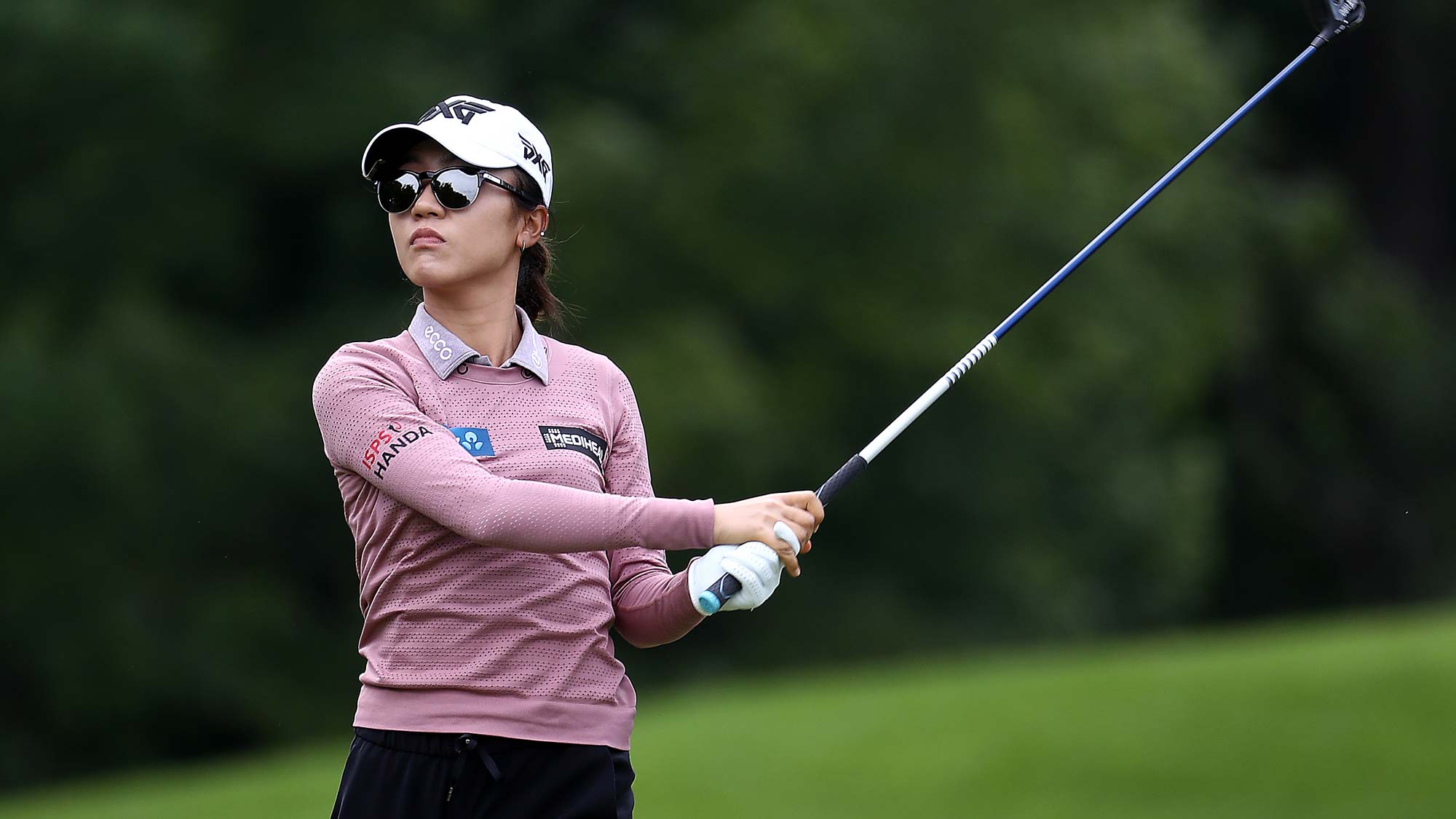 Lydia Ko of New Zealand hits her first shot on the 15th hole during the first round of the KPMG Women's PGA Championship