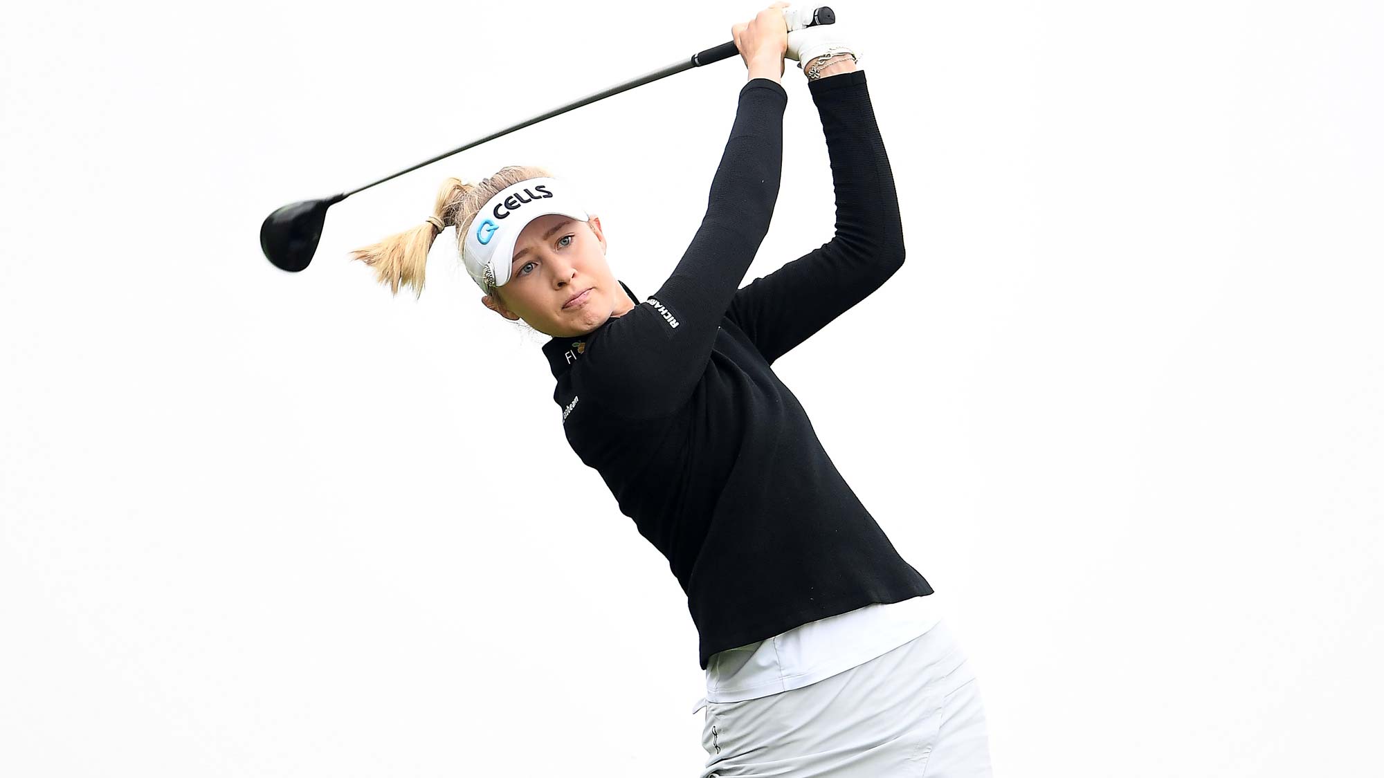 Nelly Korda hits her tee shot on the third hole during the final round of the KPMG PGA Championship