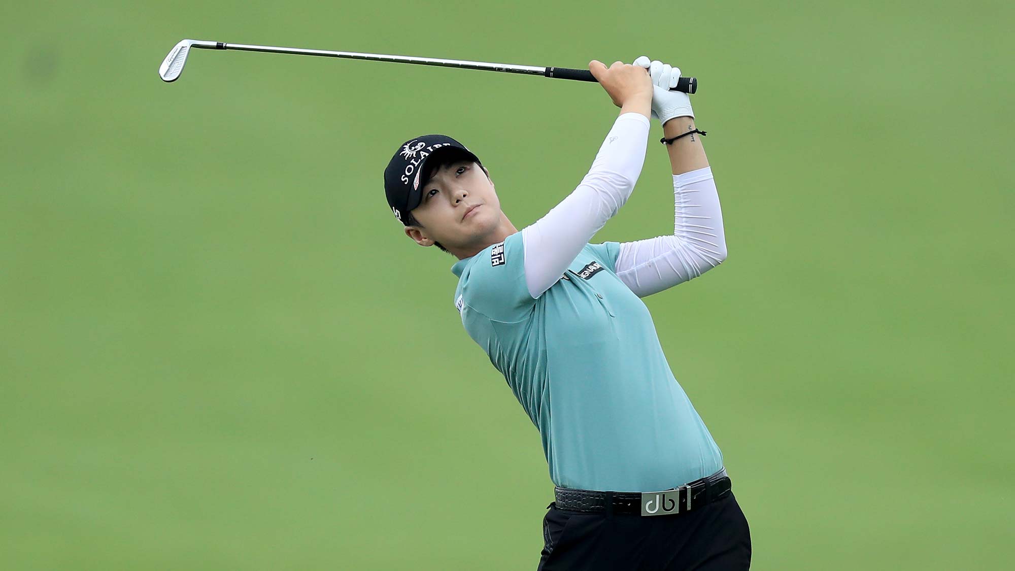 Sung Hyun Park of South Korea plays her second shot on the par 4, second hole during the final round of the 2019 KPMG Women's PGA Championship