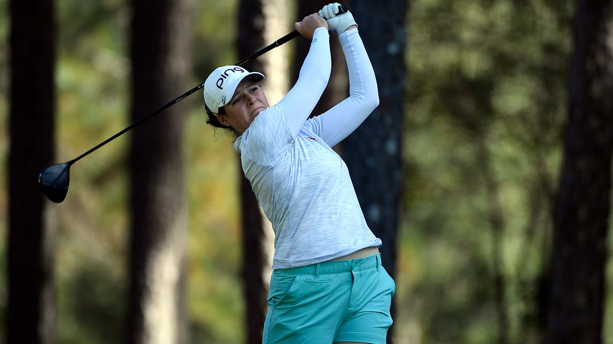Ally McDonald tees off on the third hole during round two of the 2020 LPGA Drive On Championship - Reynolds Lake Oconee