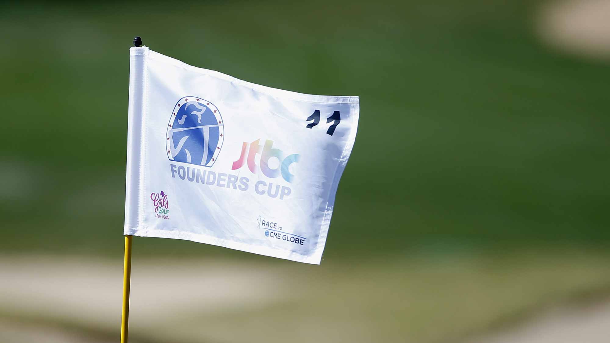 A view of the 11th hole flag during the first round of the LPGA JTBC Founders Cup at Wildfire Golf Club