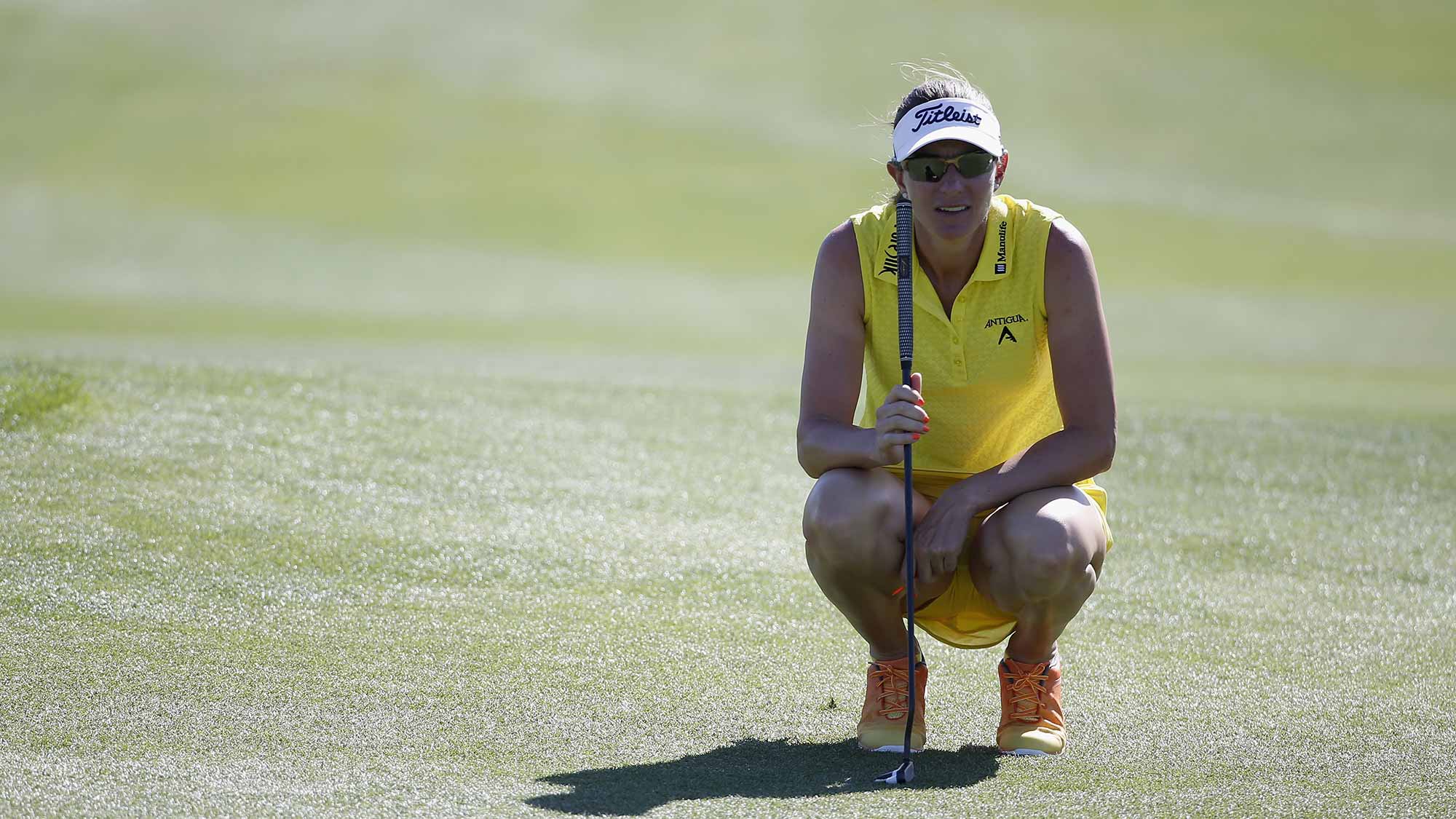 Brittany Lang prepares to putt on the first hole during the second round of the LPGA JTBC Founders Cup at Wildfire Golf Club
