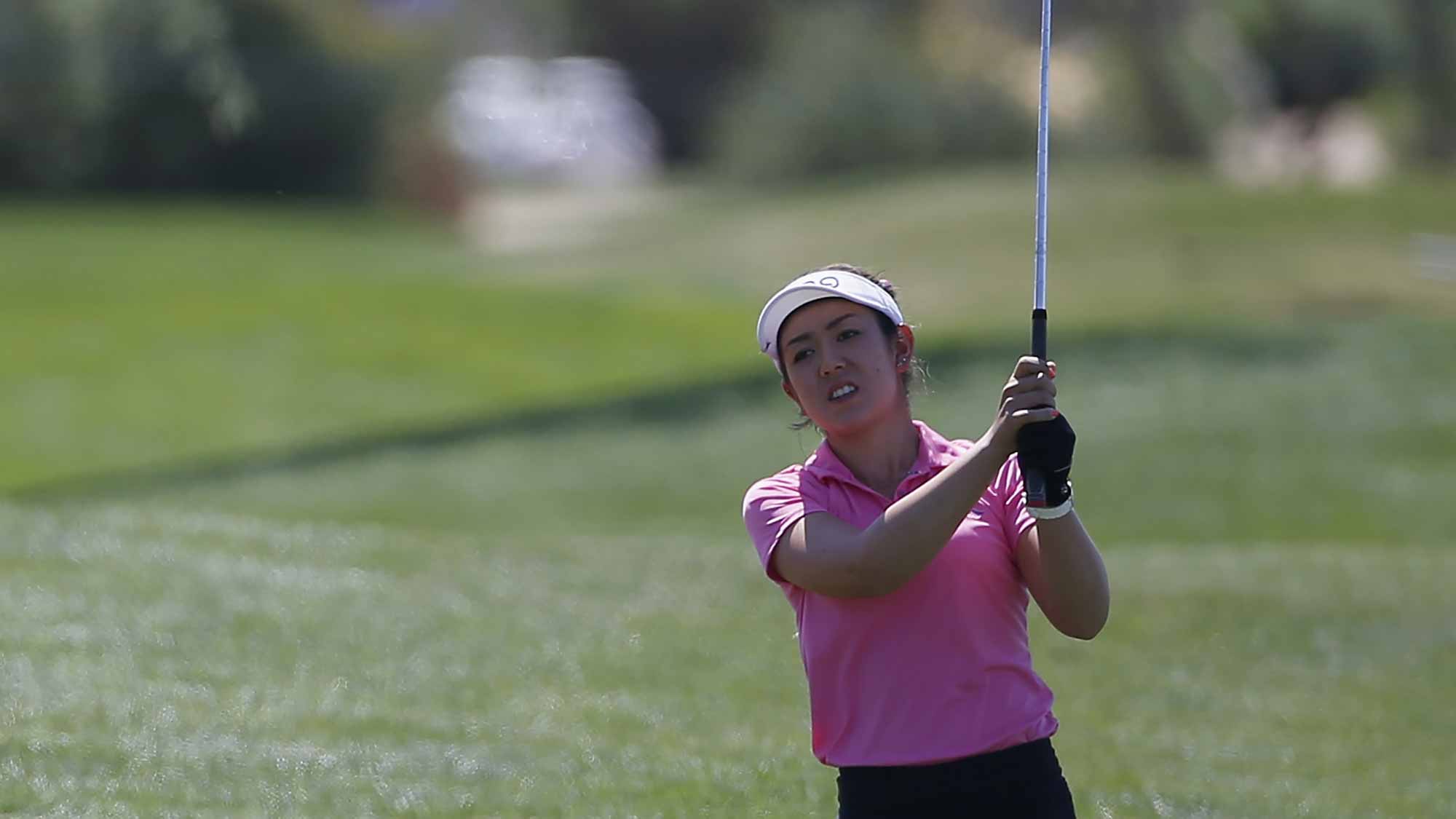 Hannah O'Sullivan hits a shot on the first hole during the third round of the LPGA JTBC Founders Cup at Wildfire Golf Club