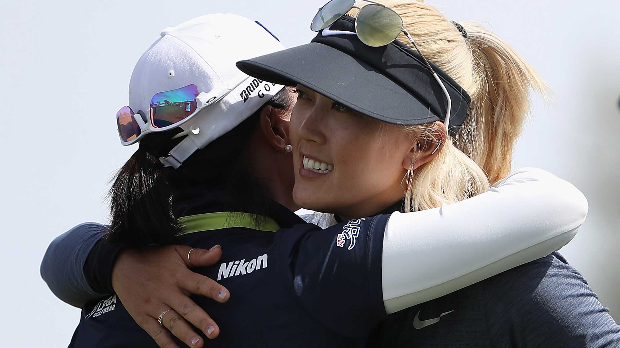 Michelle Wie Hugs Jin Young Ko After a 68 on Friday