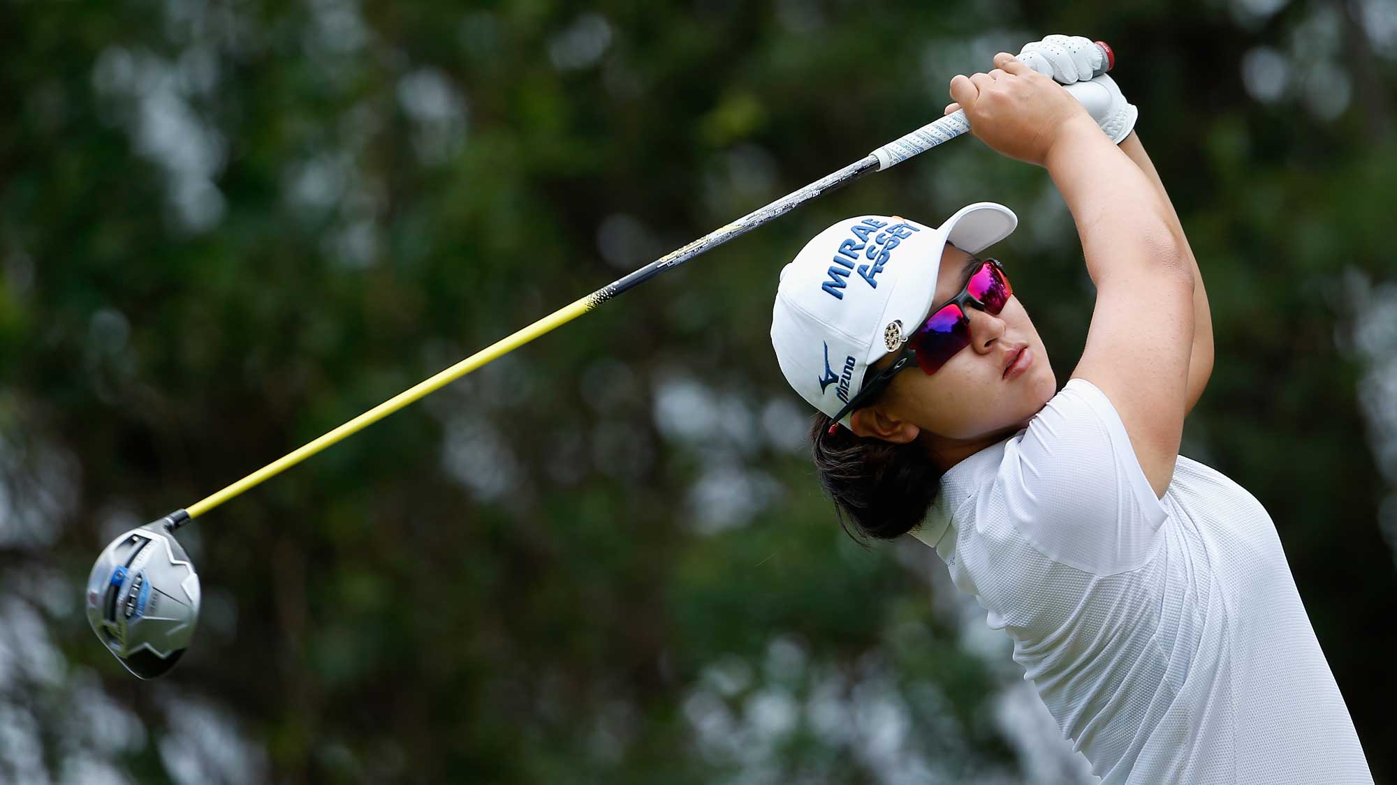 Sei Young Kim of South Korea plays a tee shot on the fifth hole during the final round of the LPGA LOTTE Championship