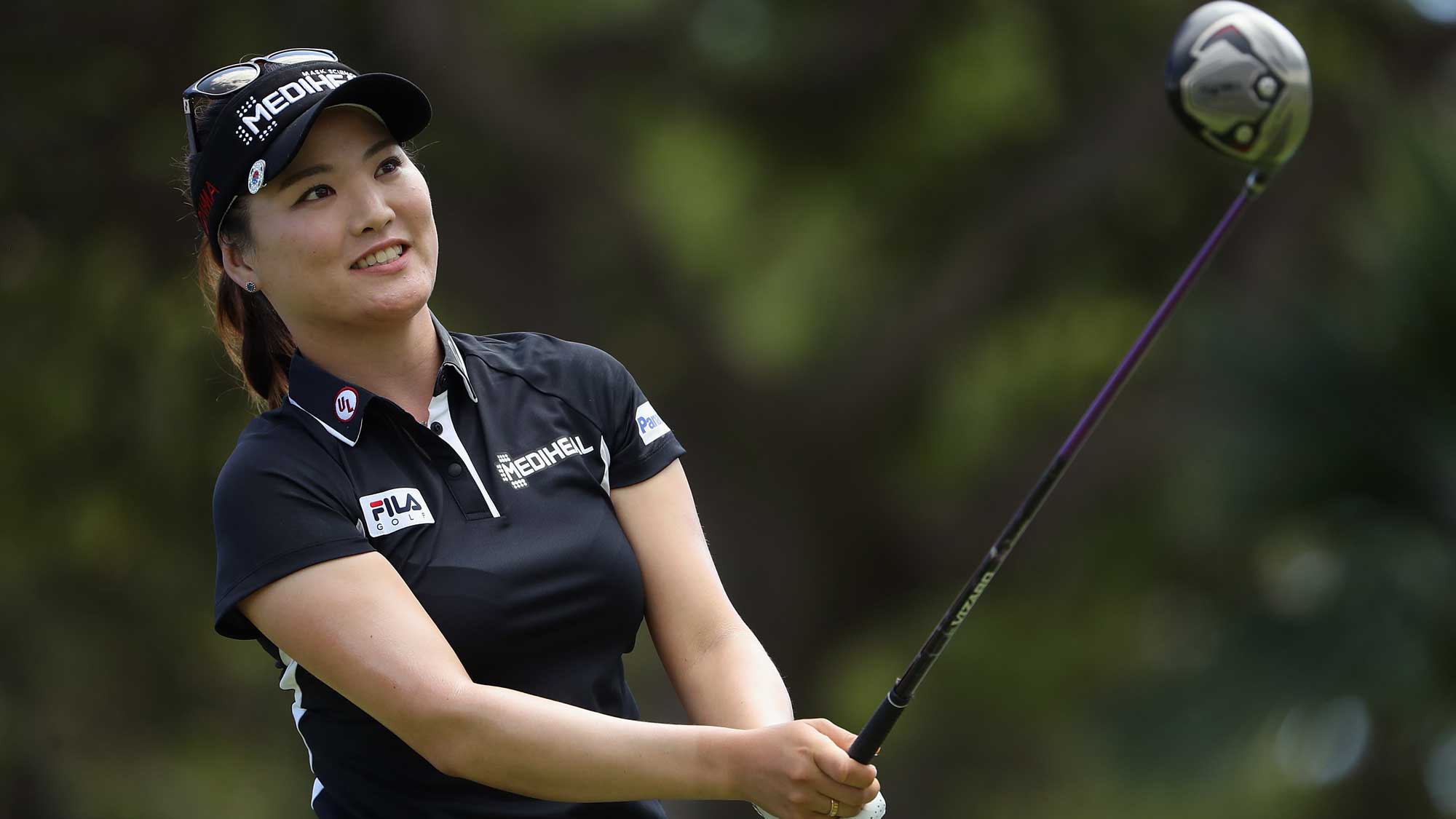 So Yeon Ryu of Republic of Korea plays a tee shot on the ninth hole during the first round of the LPGA LOTTE Championship Presented By Hershey