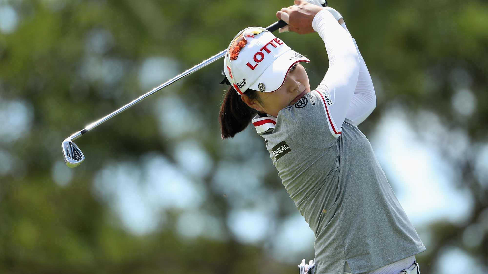 Su-Yeon Jang of South Korea plays a tee shot on the eighth hole during the first round of the LPGA LOTTE Championship Presented By Hershey