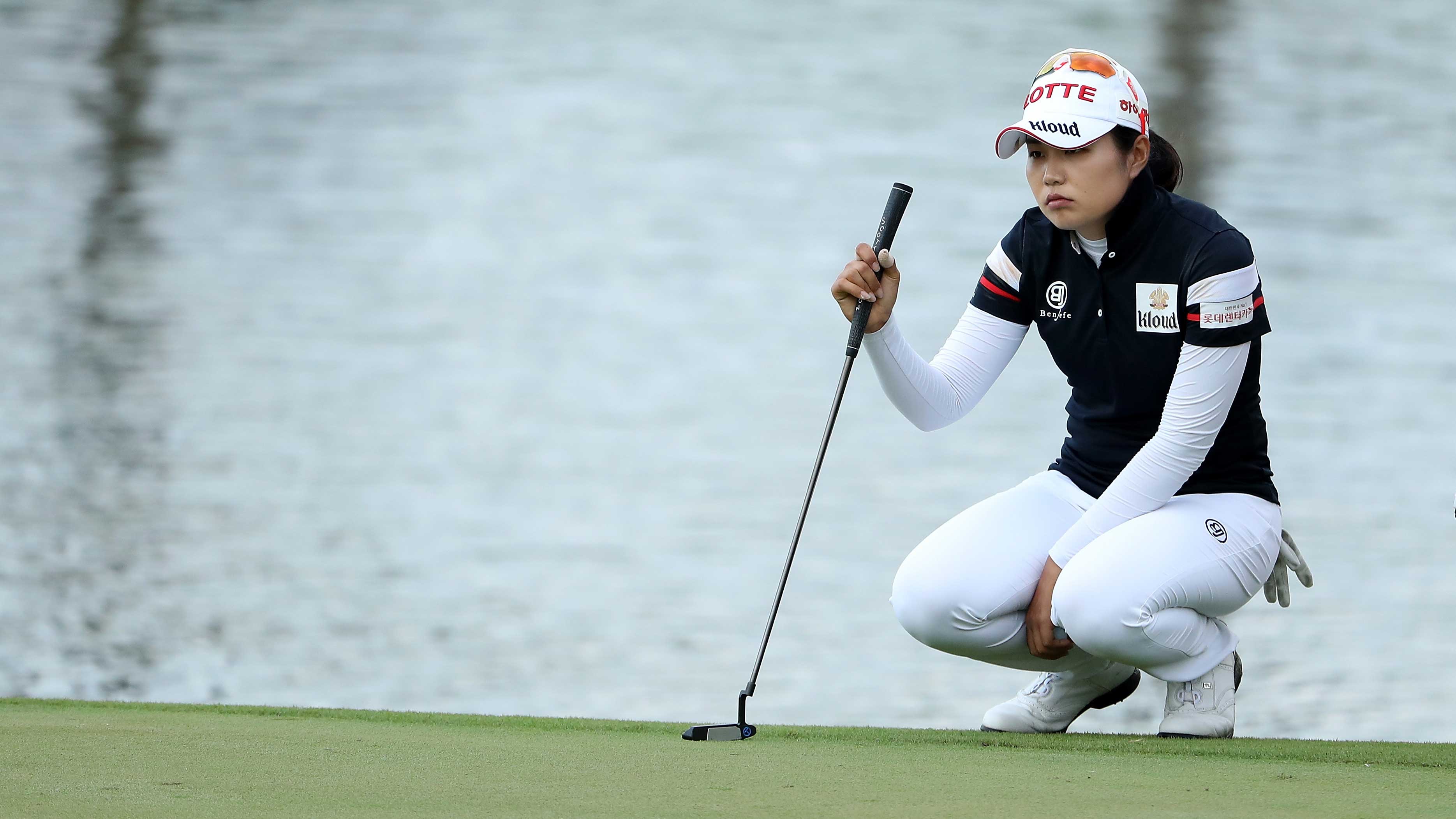 Su-Yeon Jang of Republic of Korea looks over the 18th green during the second round of the LPGA LOTTE Championship Presented By Hershey