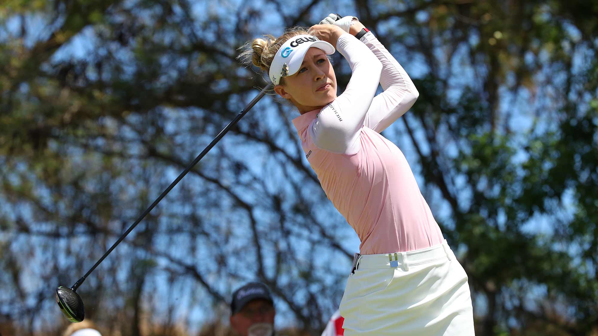 Nelly Korda watches her drive on the fifth hole during the third round of the LOTTE Championship on April 20, 2019 in Kapolei, Hawaii