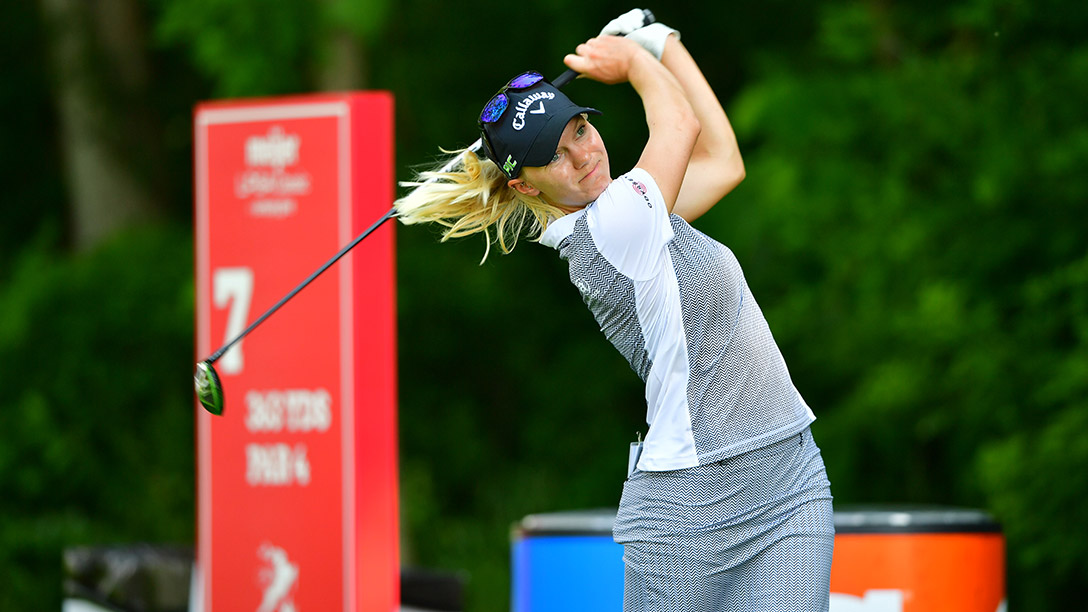 Madelene Sagstrom during a practice round prior to the 2017 Meijer LPGA Classic For Simply Give