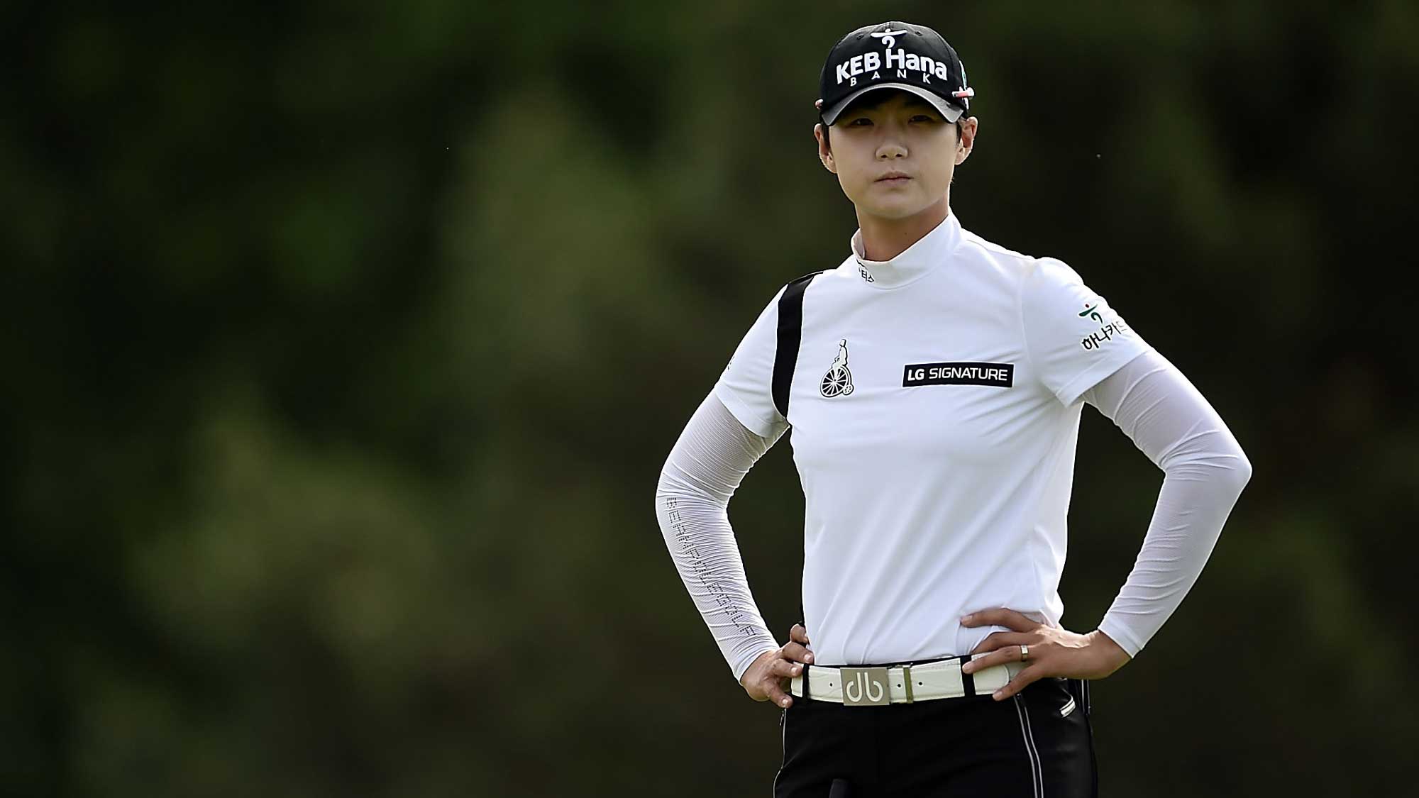 Sung Hyun Park of South Korea waits to putt on the 17th green during the second round of the Meijer LPGA Classic