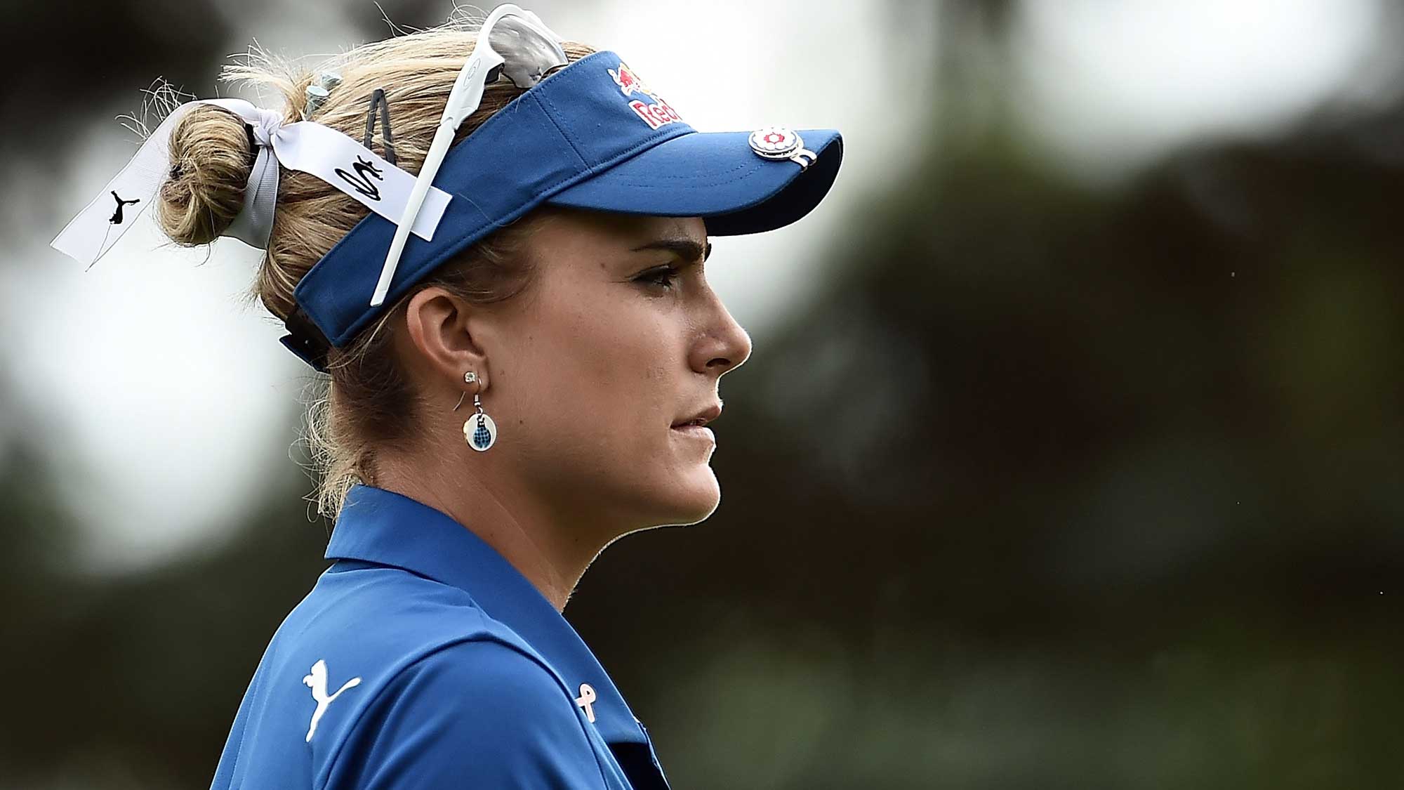 Lexi Thompson waits on the third tee box during the final round of the Meijer LPGA Classic