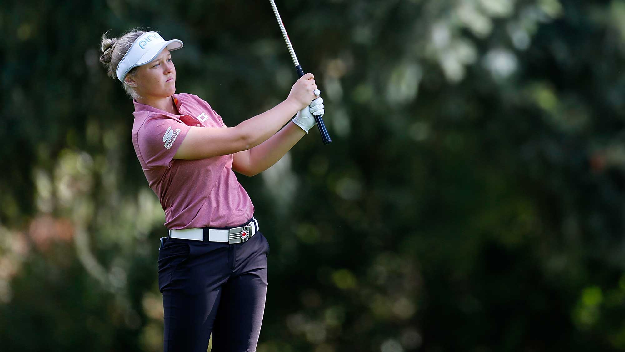 Brooke Henderson of Canada hits hits on the 4th hole during first round of the LPGA Cambia Portland Classic