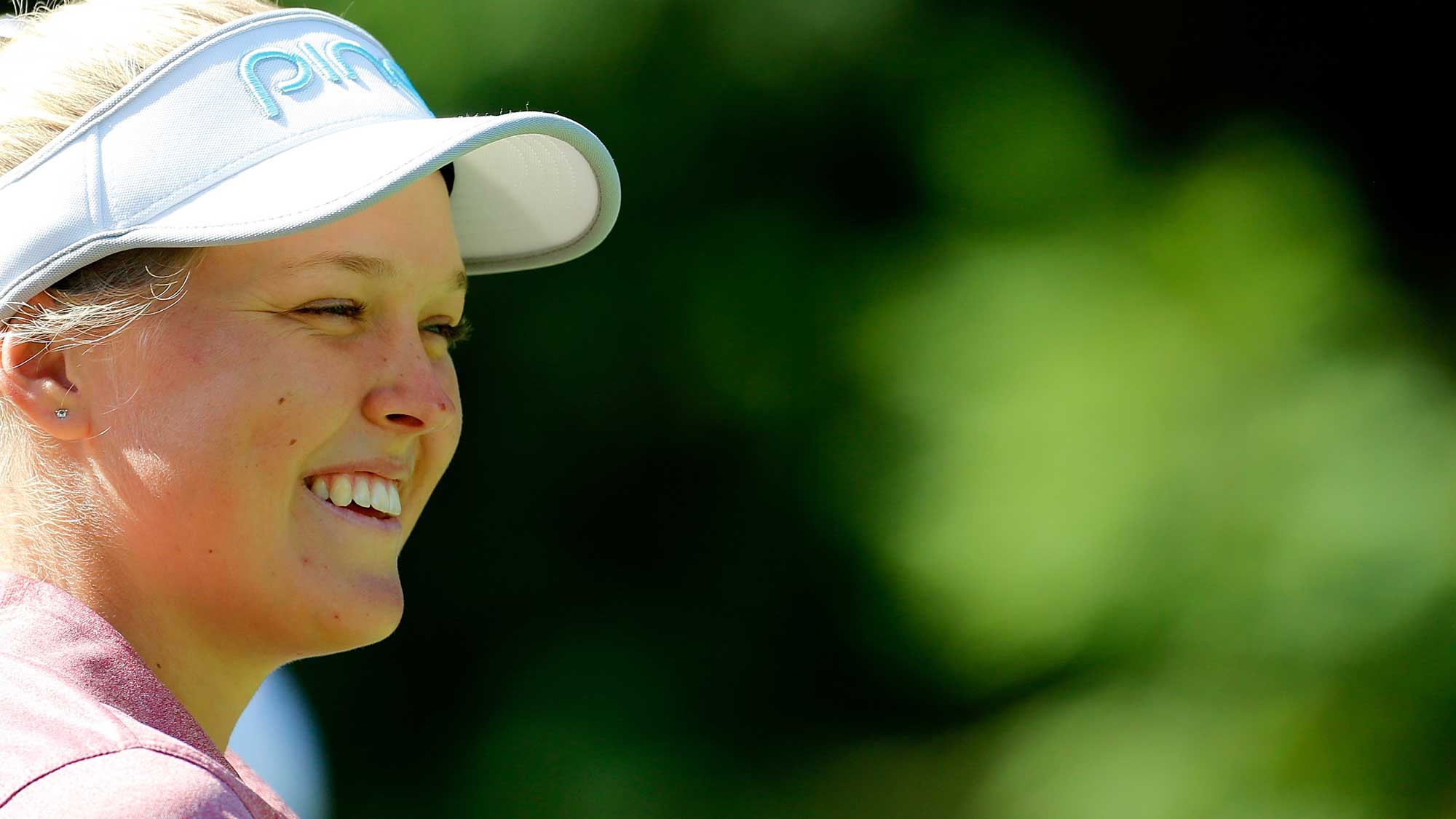 Brooke Henderson of Canada waits to tee off on the 5th hole during first round of the LPGA Cambia Portland Classic