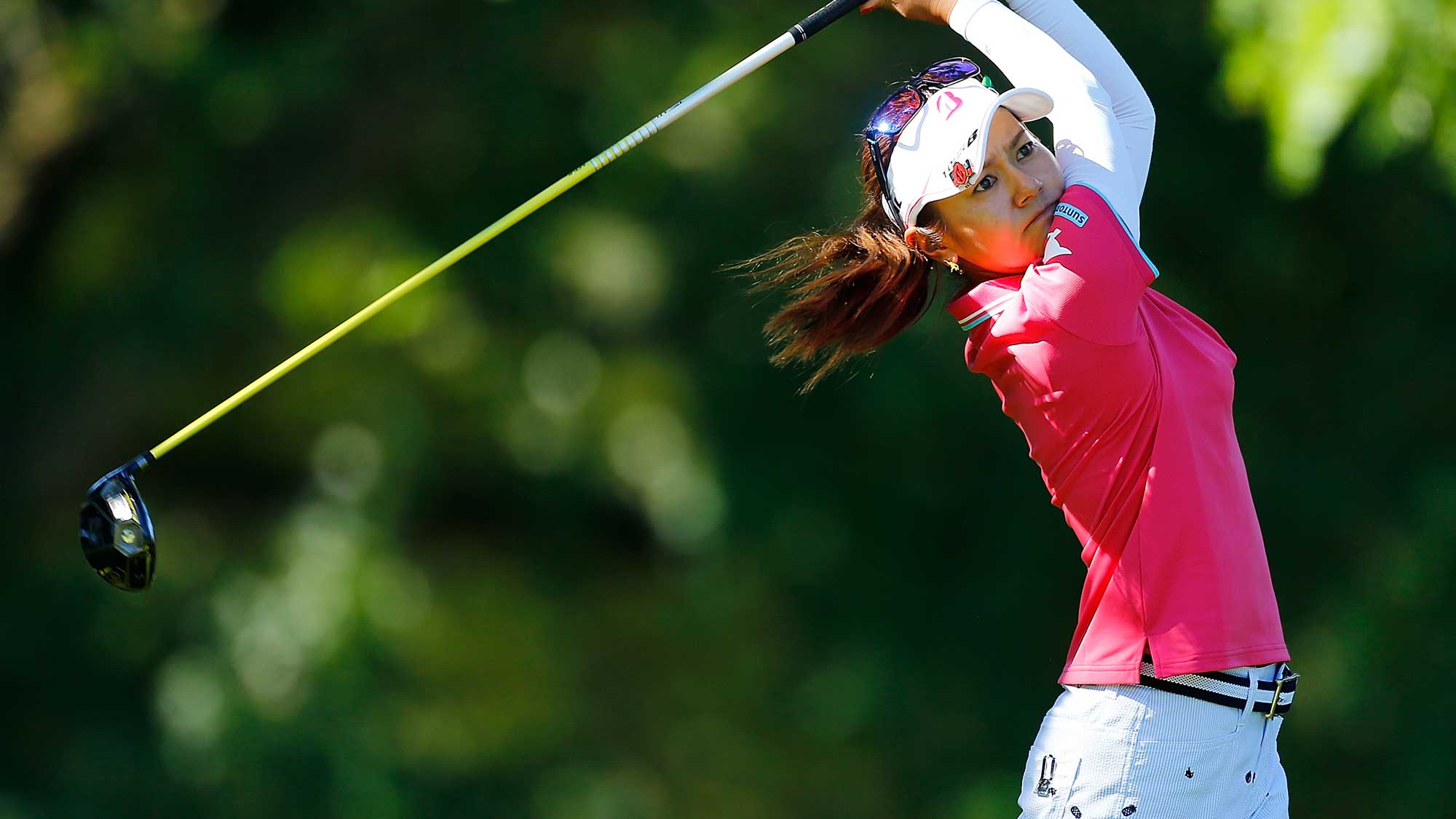 Ai Miyazato of Japan tees off on the 18th hole during the second round of the LPGA Cambia Portland Classic