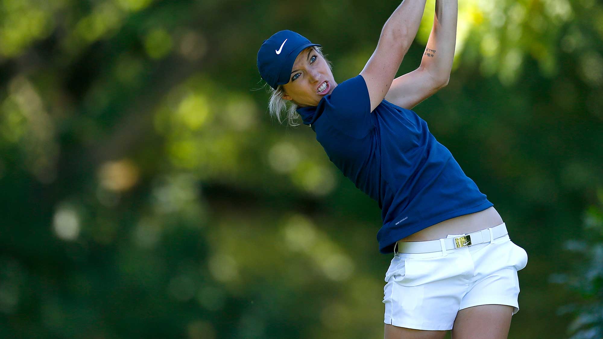 Mel Reid of England tees off on the 18th during the second round of the LPGA Cambia Portland Classic