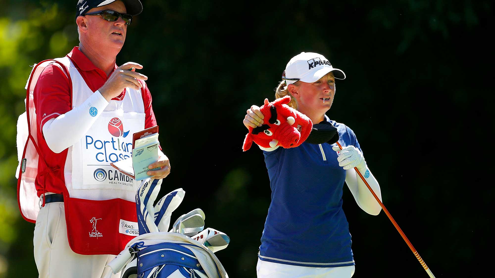 Stacy Lewis prepares to tee off on the 5th hole during the third round of the LPGA Cambia Portland Classic